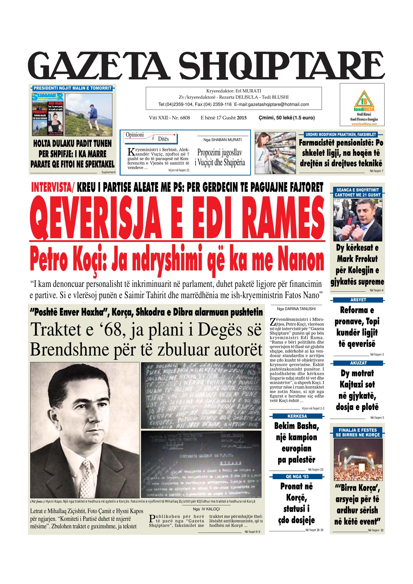 Gazeta Shqiptare 2015-08-17