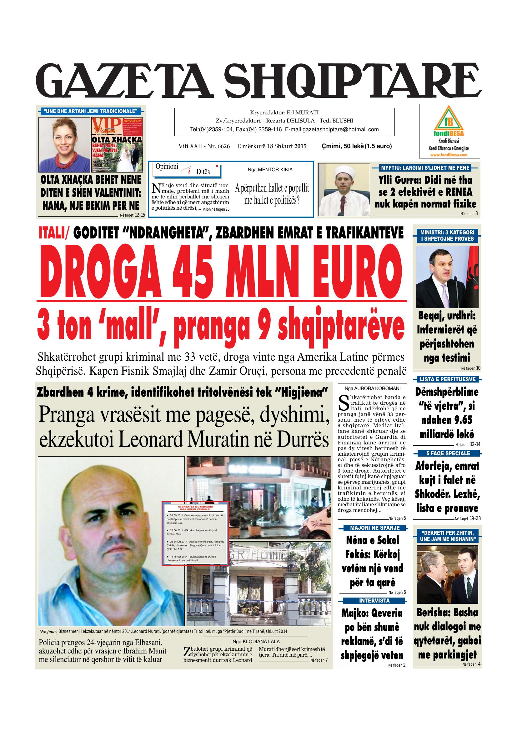 Gazeta Shqiptare 2015-02-18