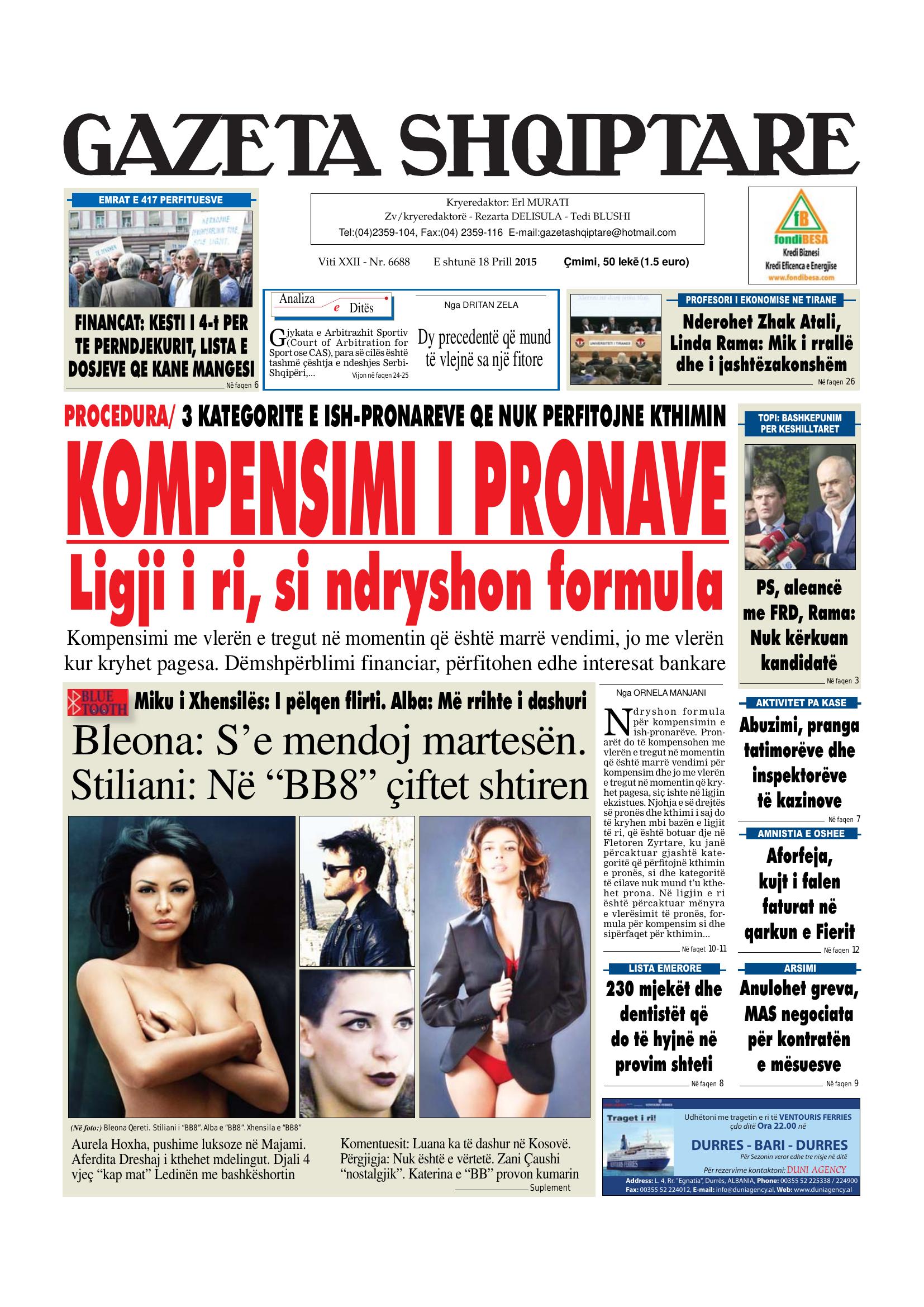 Gazeta Shqiptare 2015-04-18