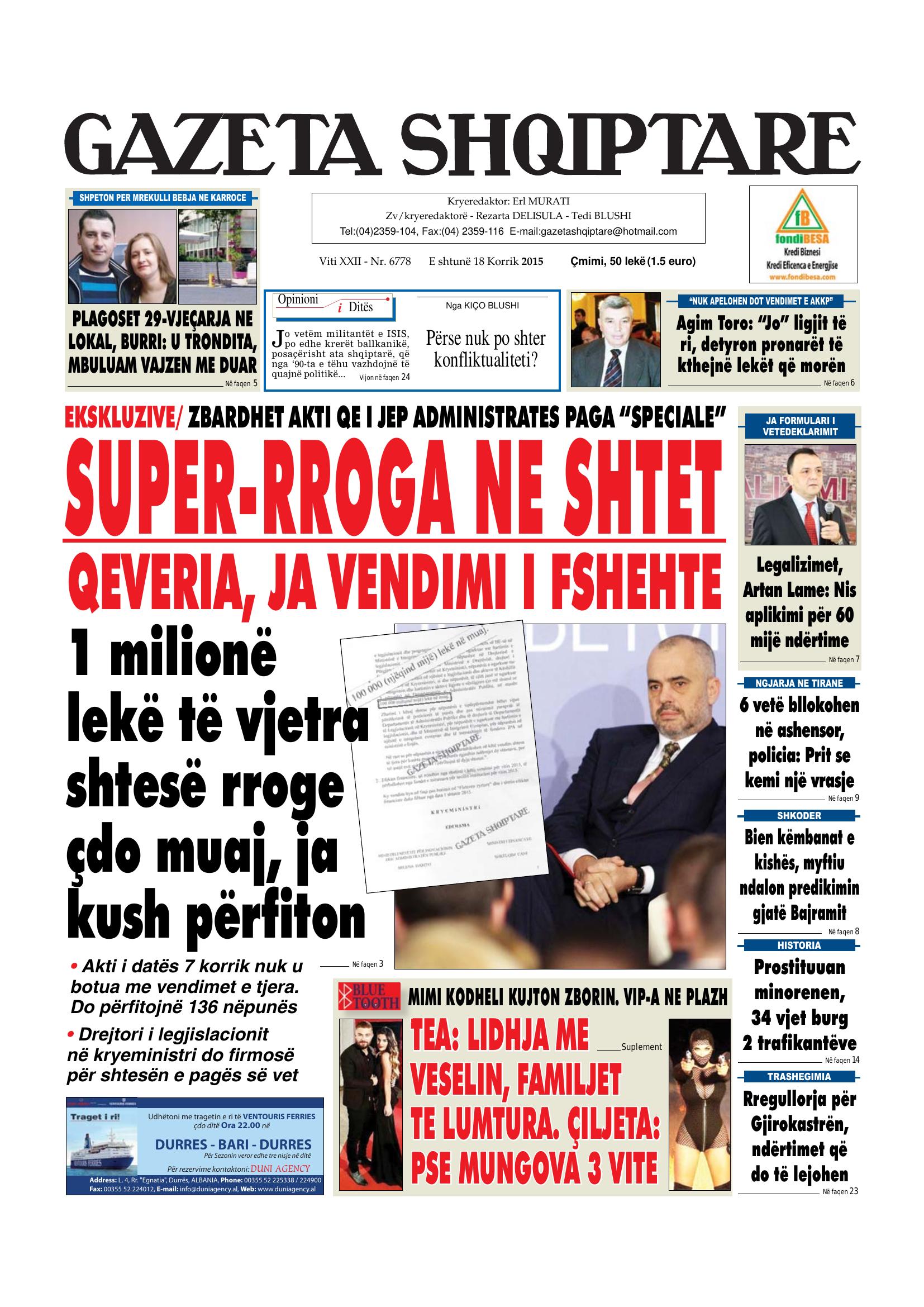 Gazeta Shqiptare 2015-07-18