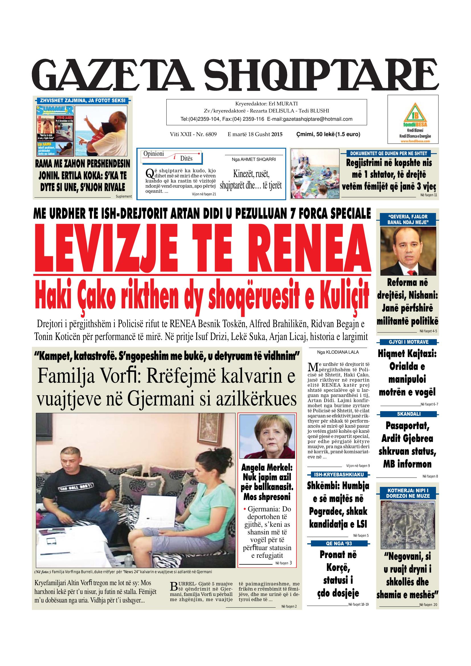 Gazeta Shqiptare 2015-08-18