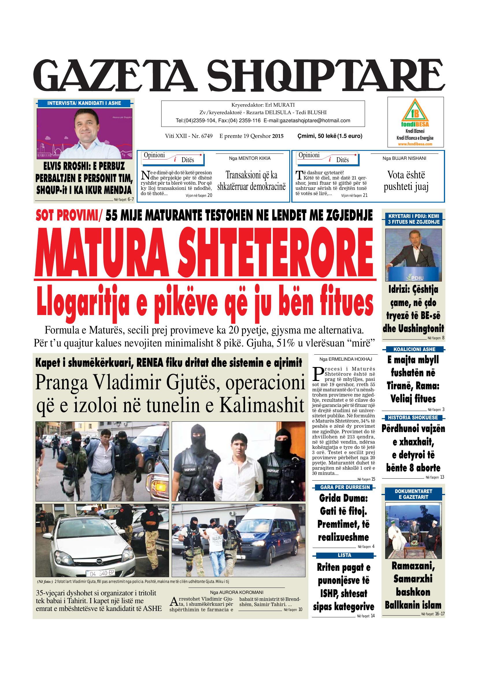 Gazeta Shqiptare 2015-06-19