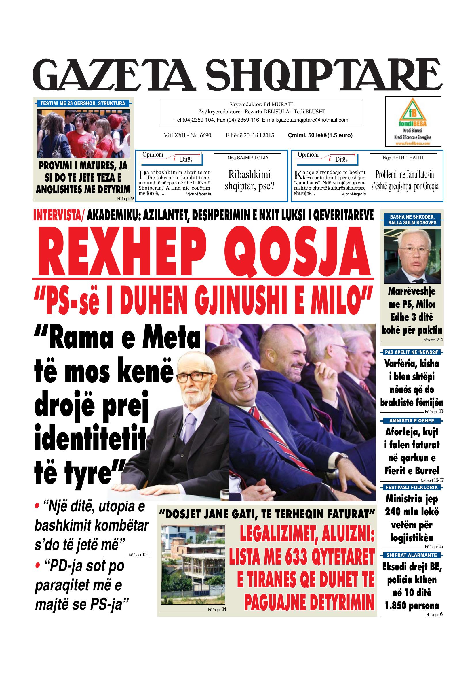 Gazeta Shqiptare 2015-04-20