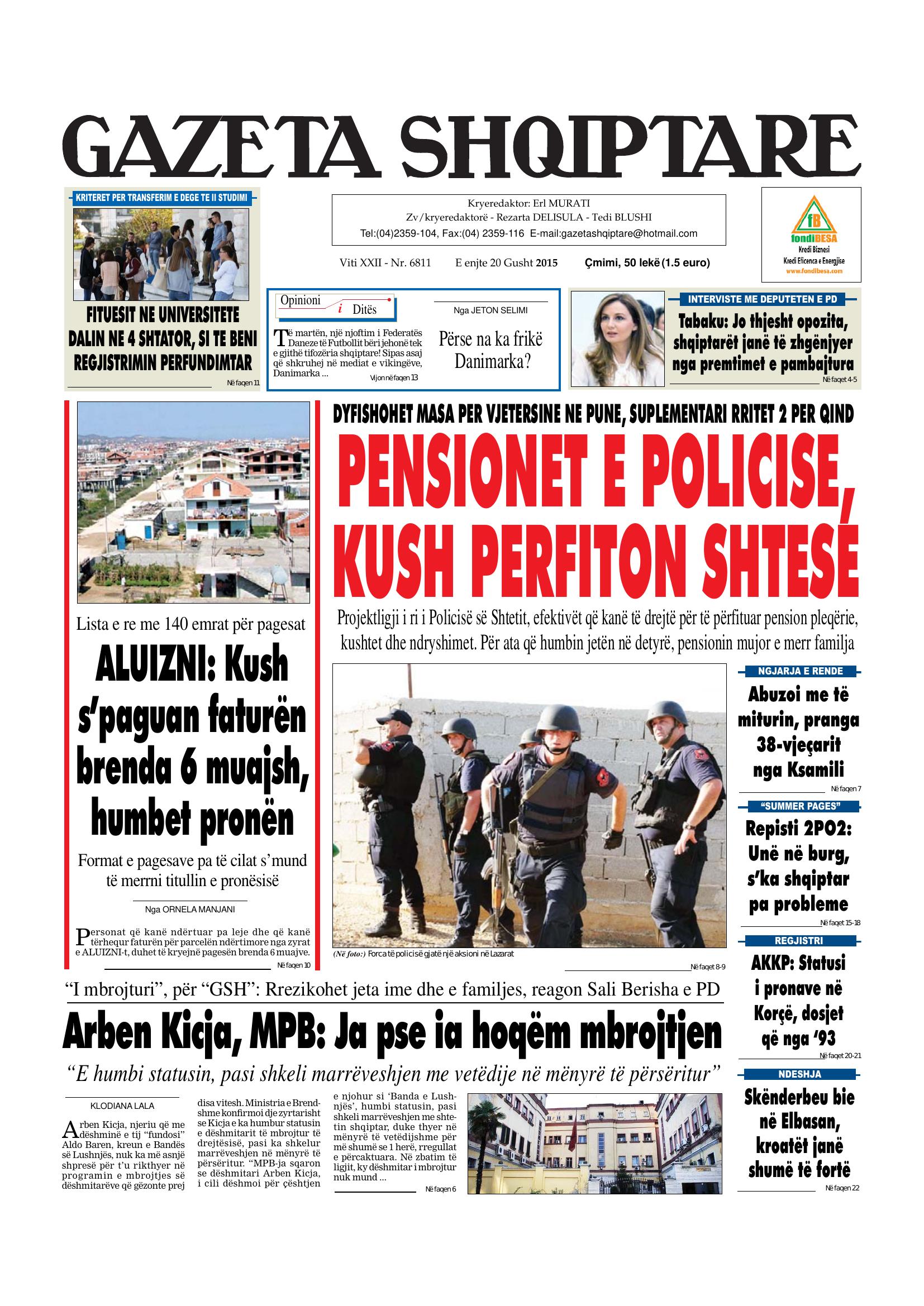 Gazeta Shqiptare 2015-08-20
