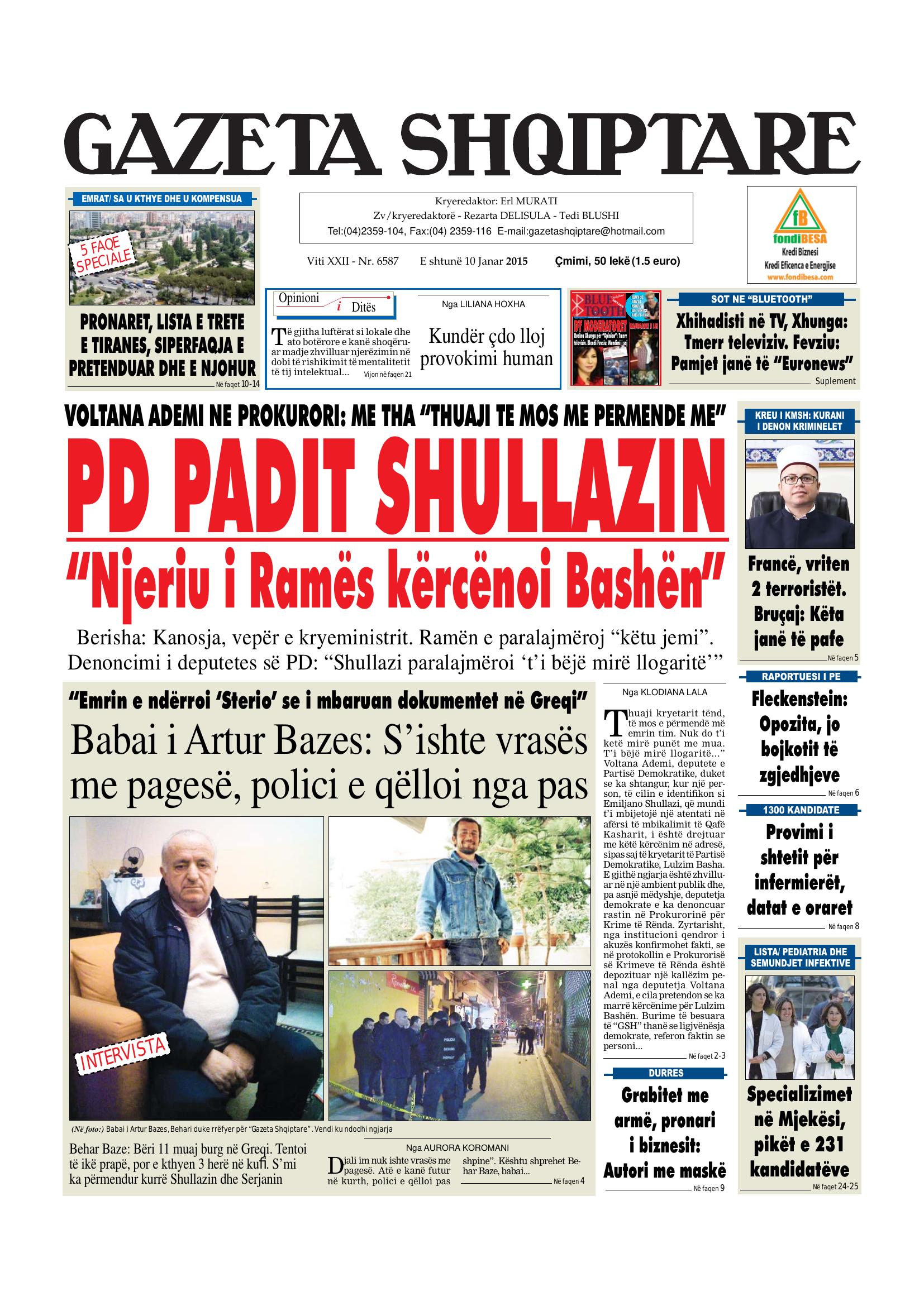 Gazeta Shqiptare 2015-01-10