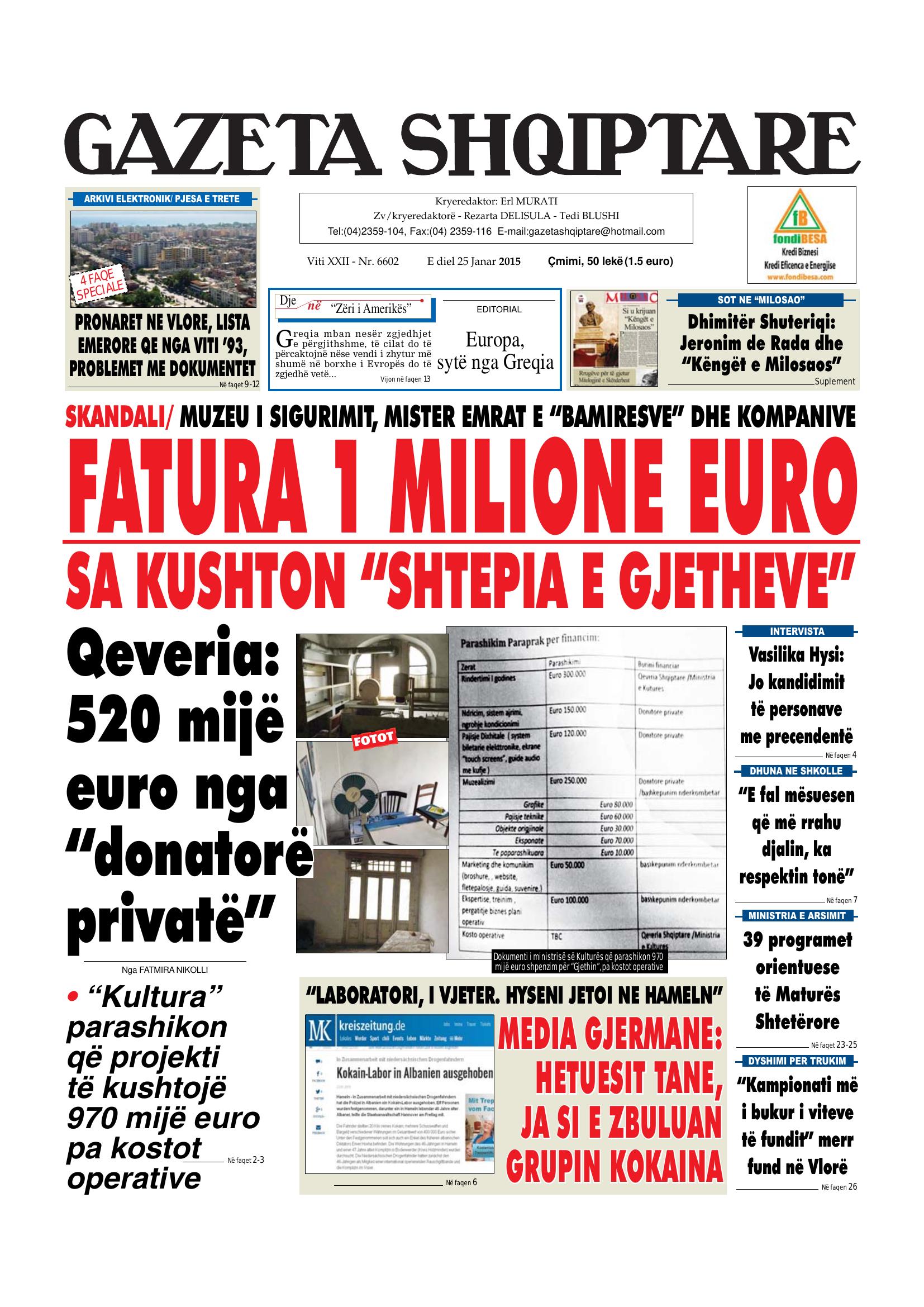 Gazeta Shqiptare 2015-01-25