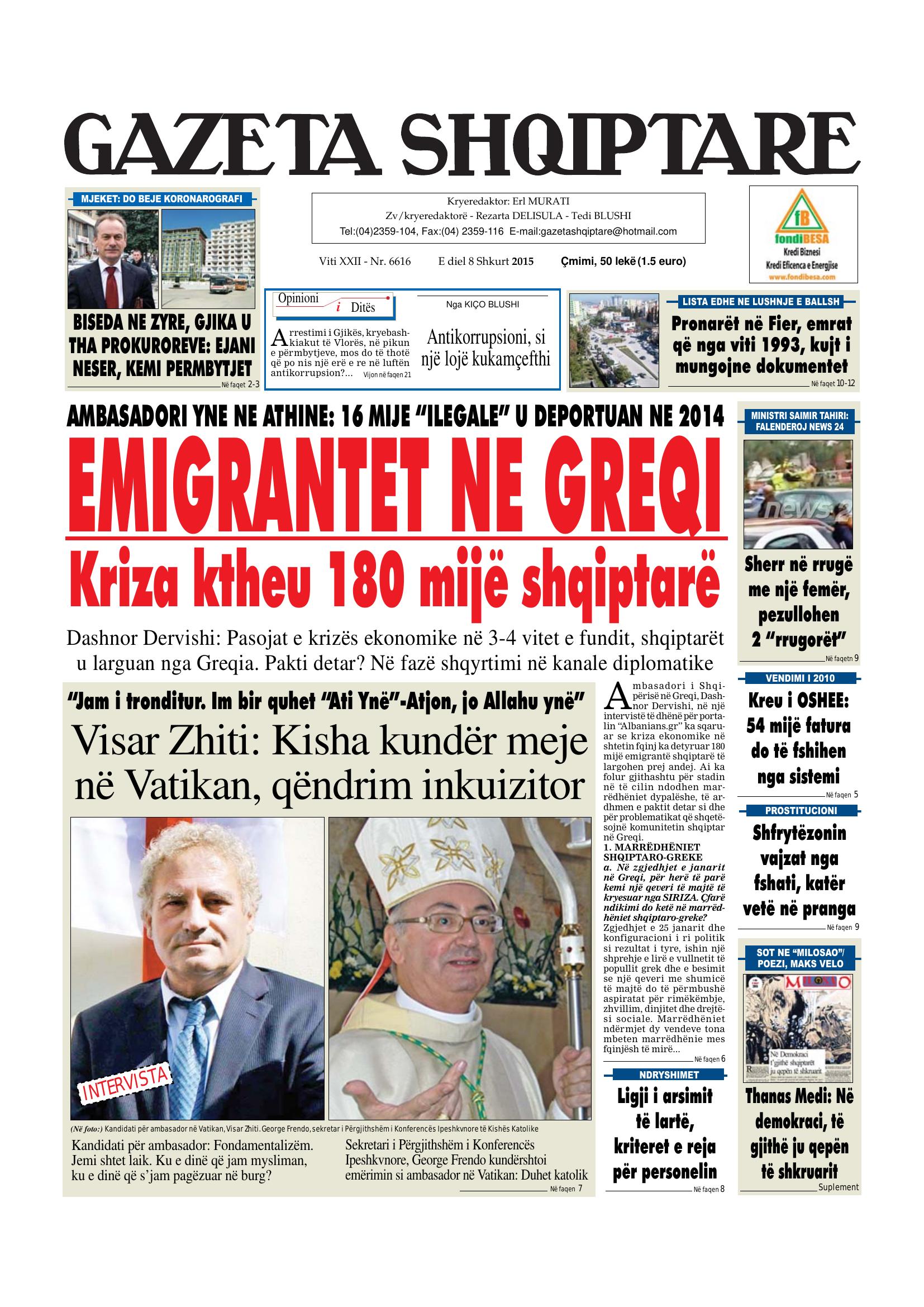 Gazeta Shqiptare 2015-02-08
