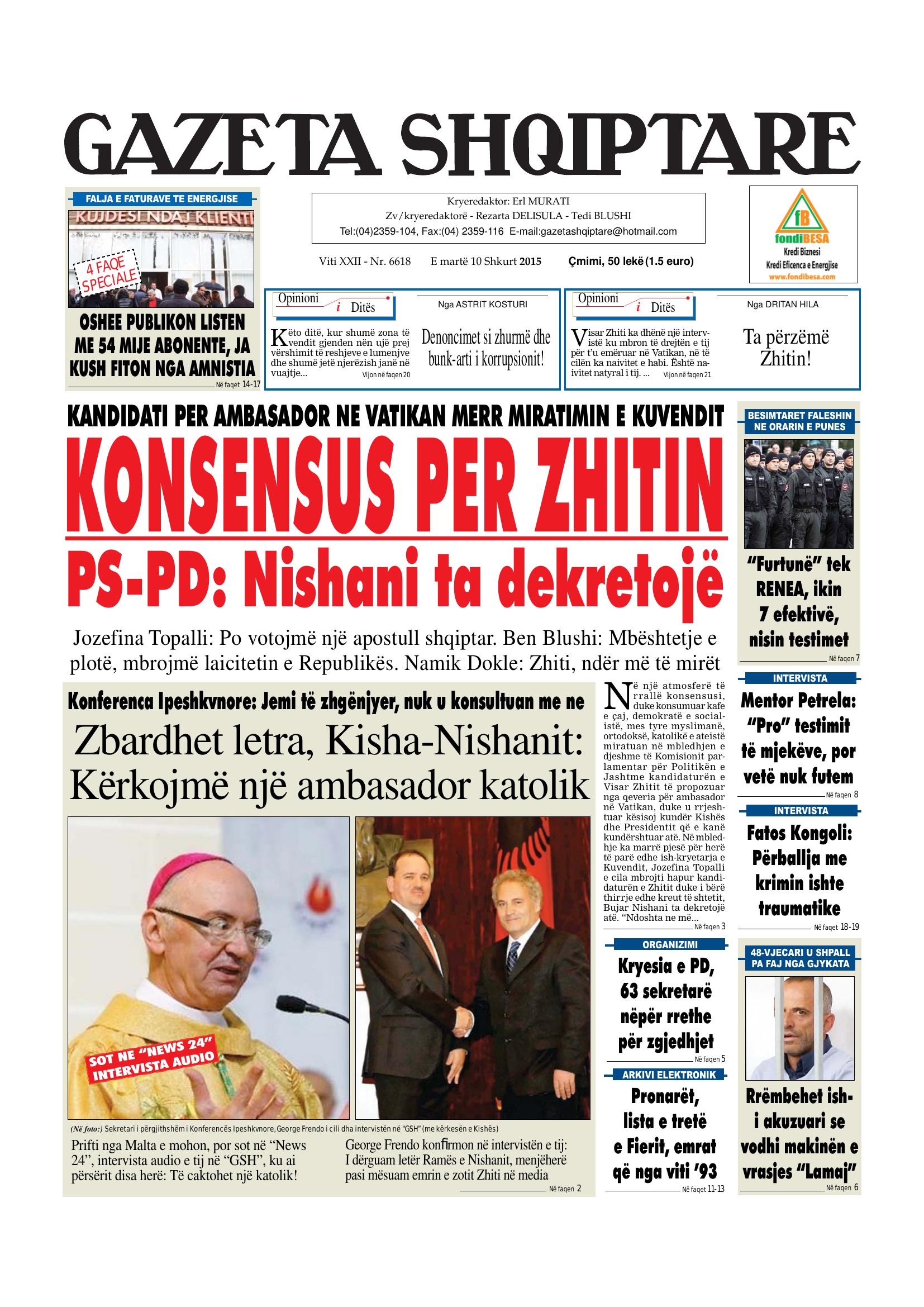 Gazeta Shqiptare 2015-02-10