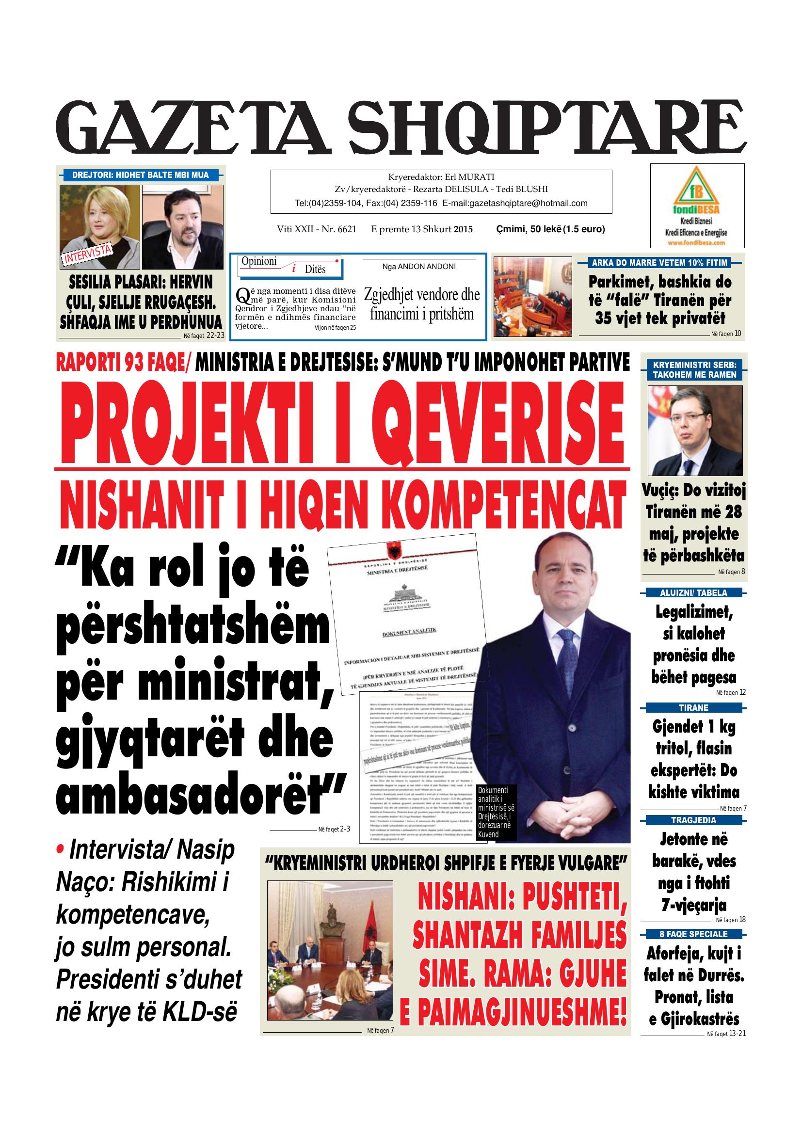 Gazeta Shqiptare 2015-02-13