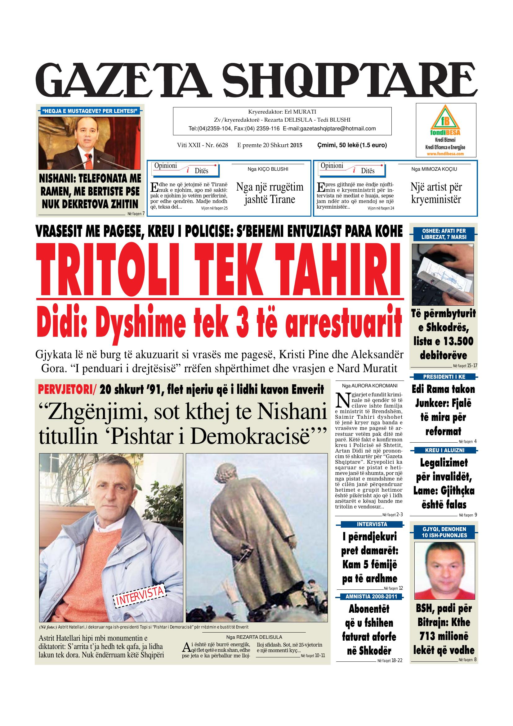 Gazeta Shqiptare 2015-02-20