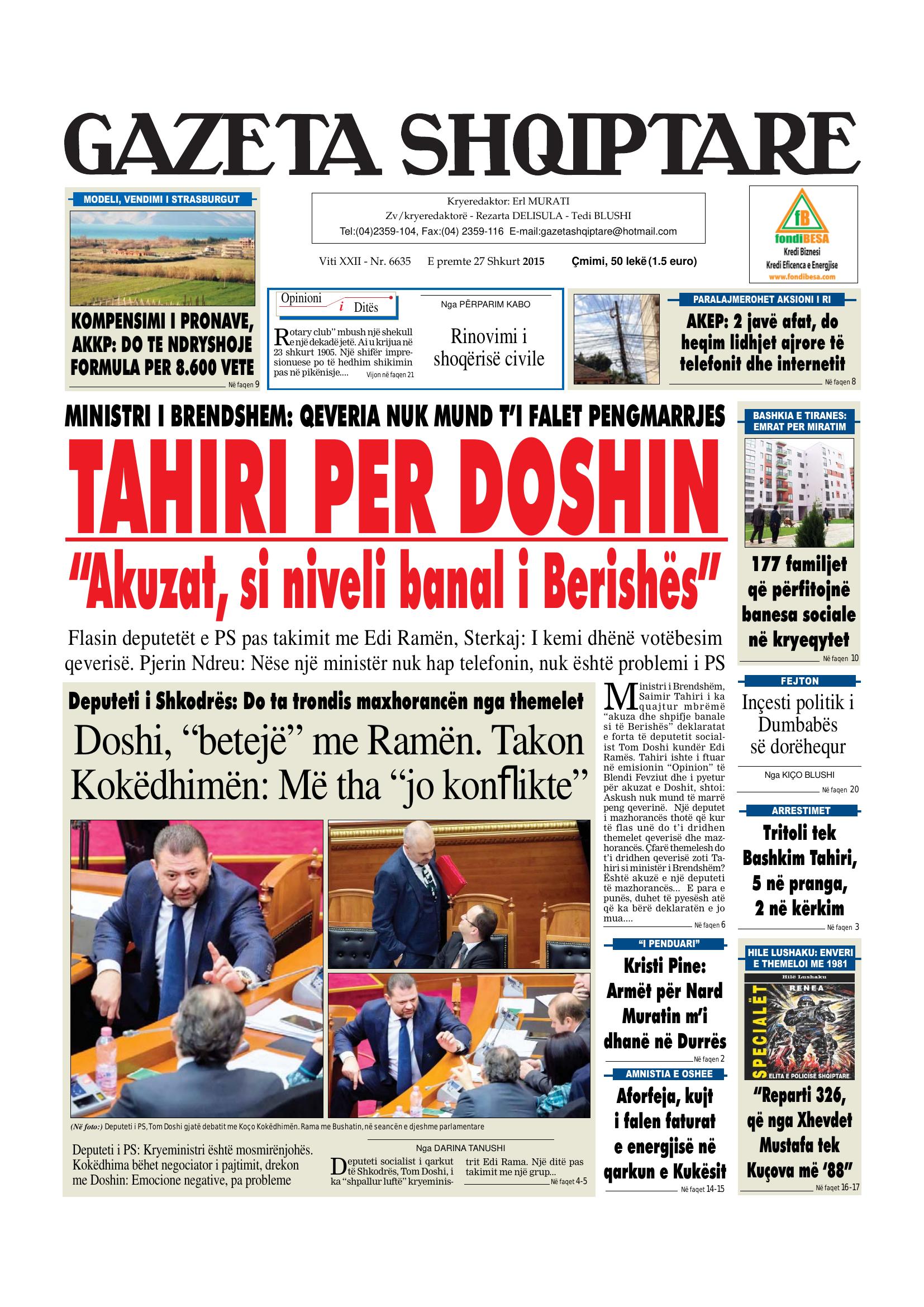 Gazeta Shqiptare 2015-02-27