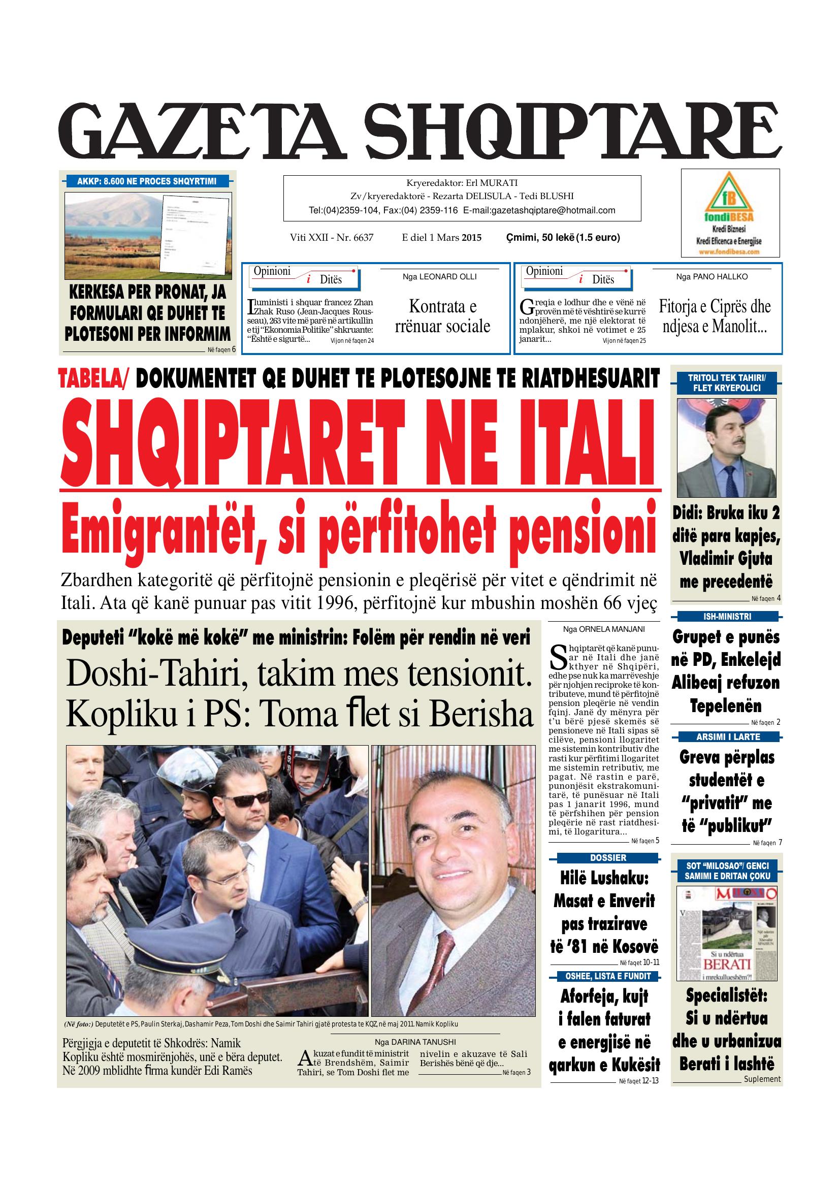 Gazeta Shqiptare 2015-03-01
