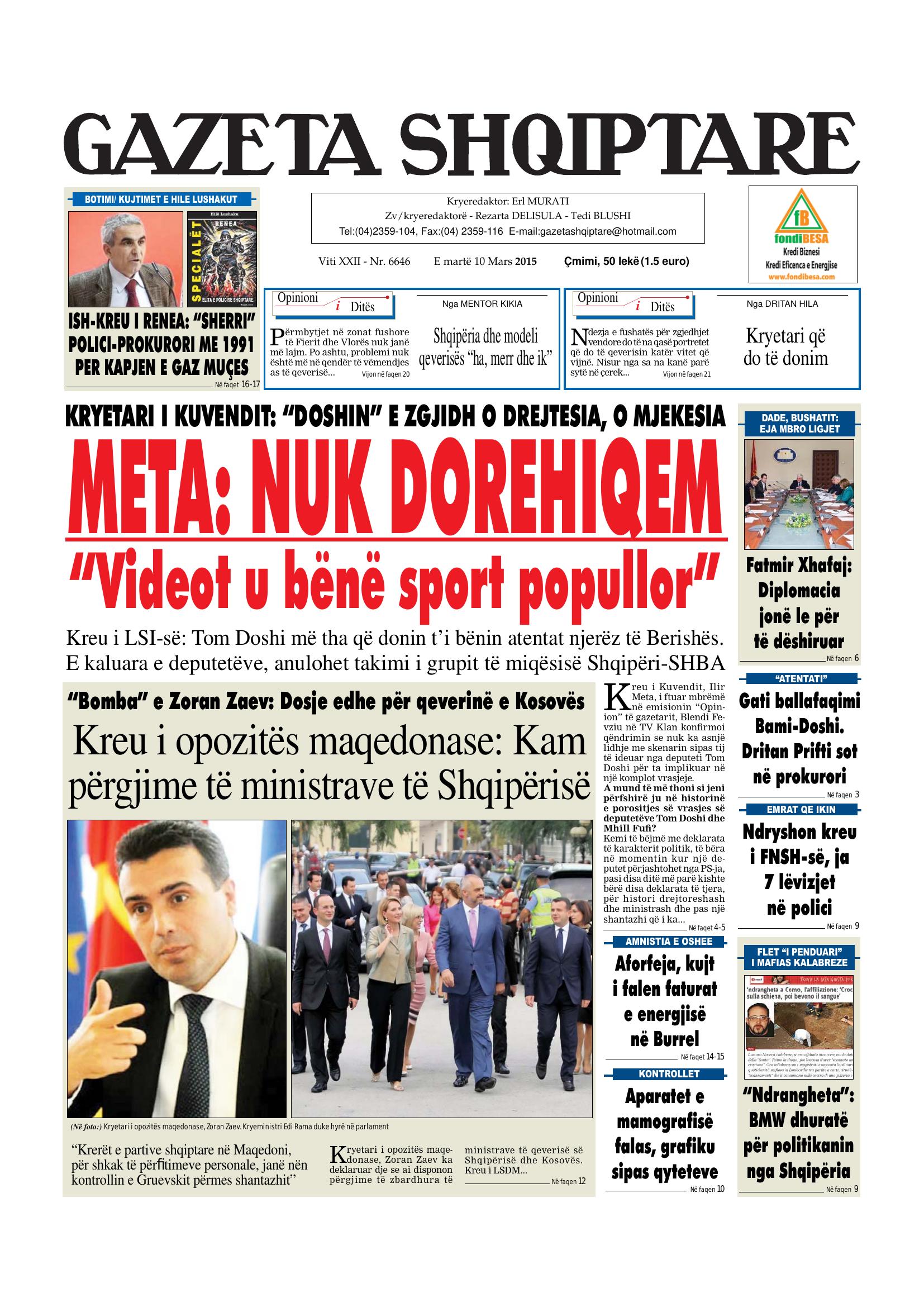 Gazeta Shqiptare 2015-03-10