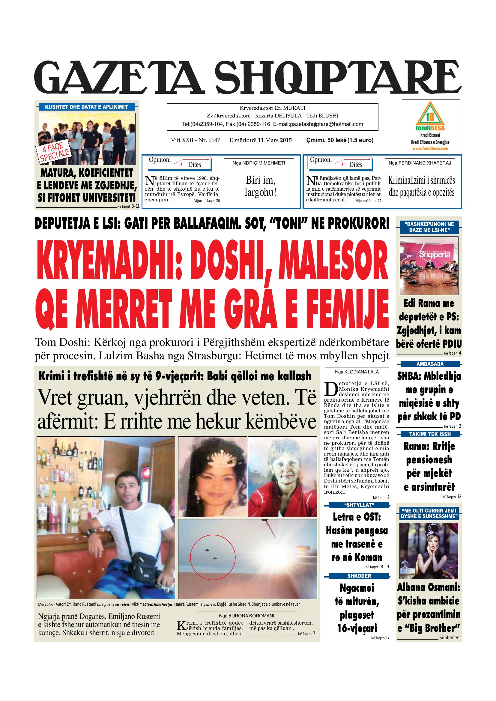 Gazeta Shqiptare 2015-03-11