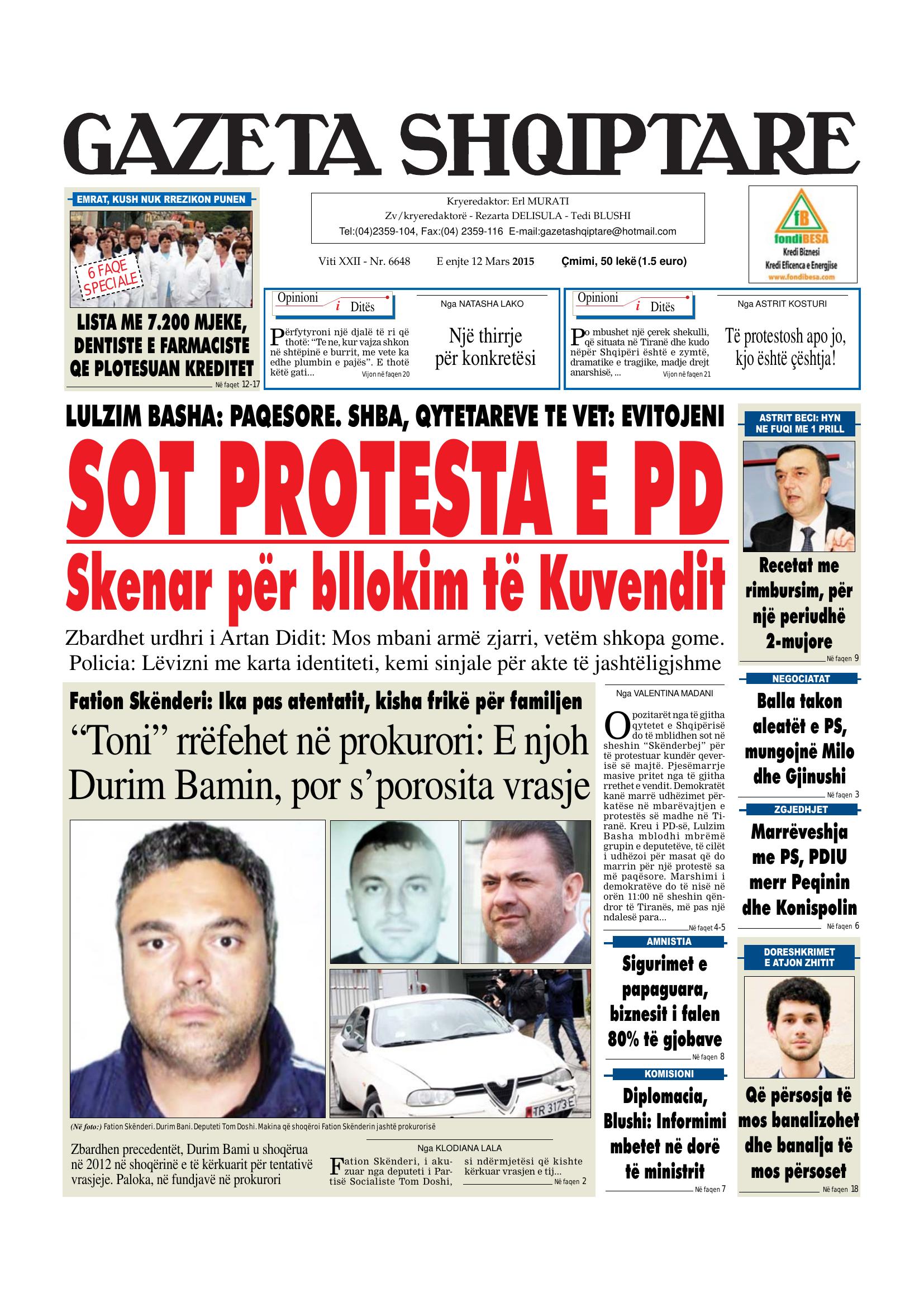 Gazeta Shqiptare 2015-03-12