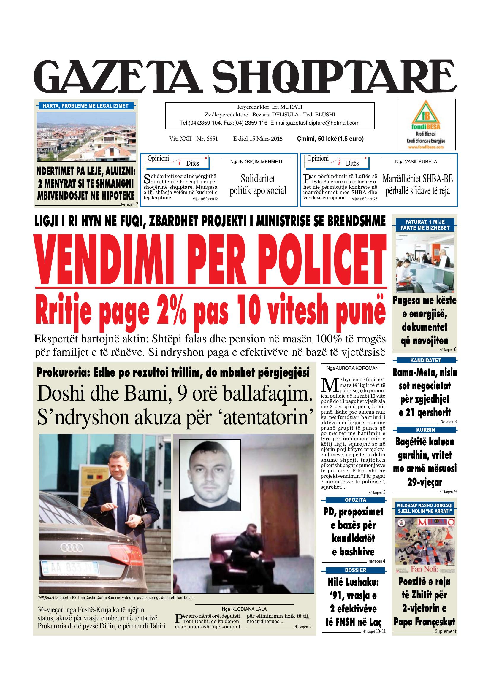 Gazeta Shqiptare 2015-03-15