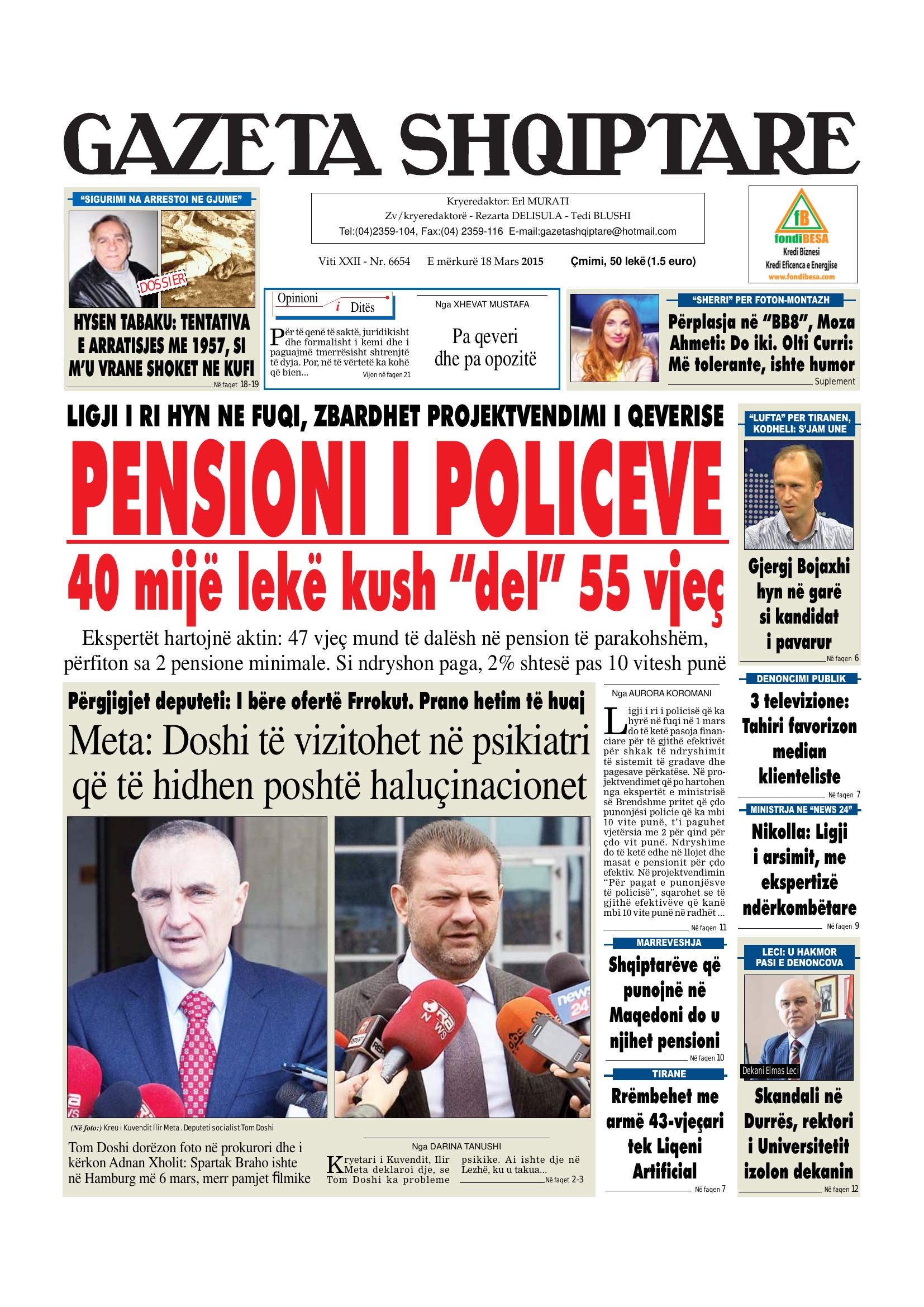 Gazeta Shqiptare 2015-03-18