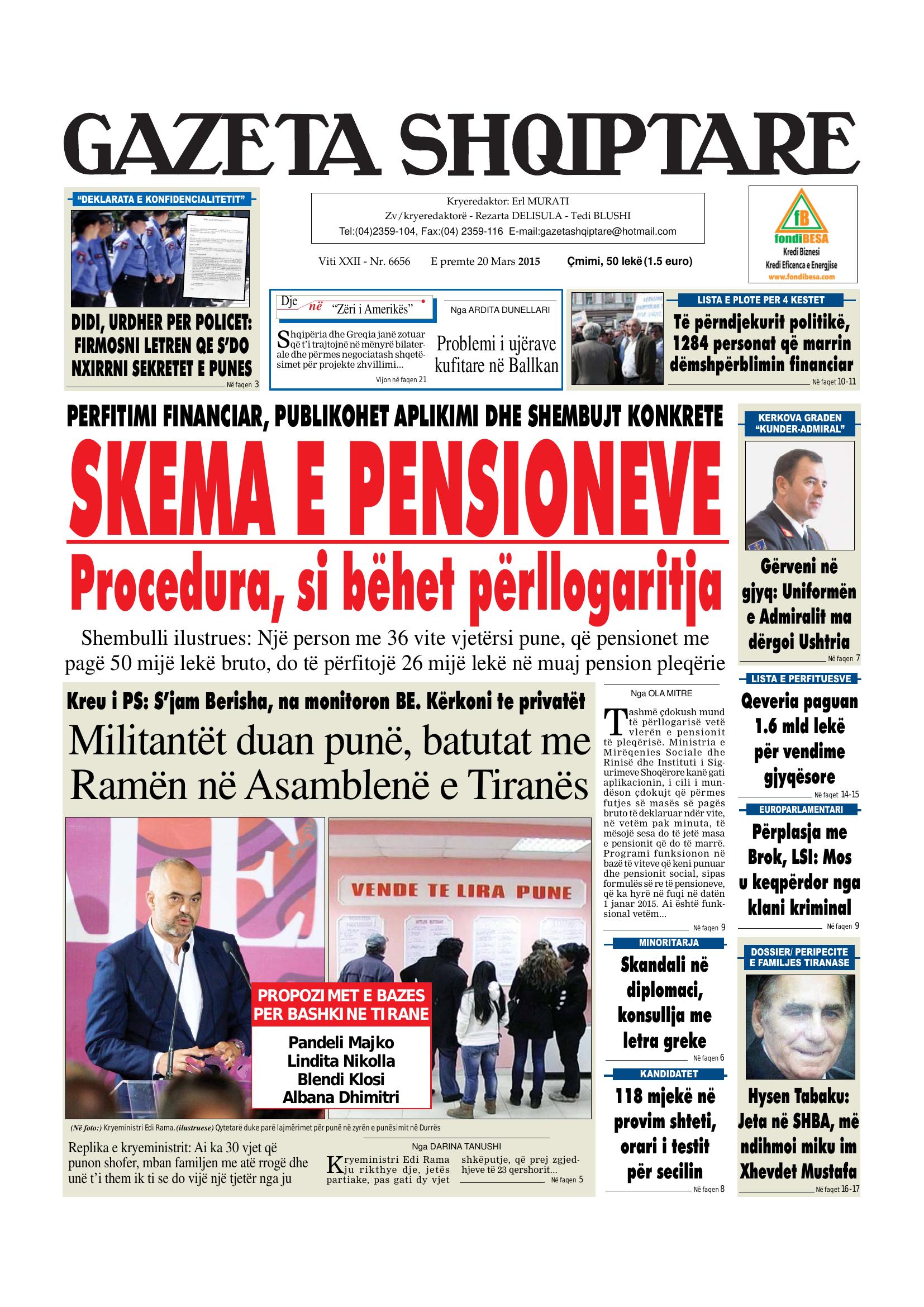Gazeta Shqiptare 2015-03-20