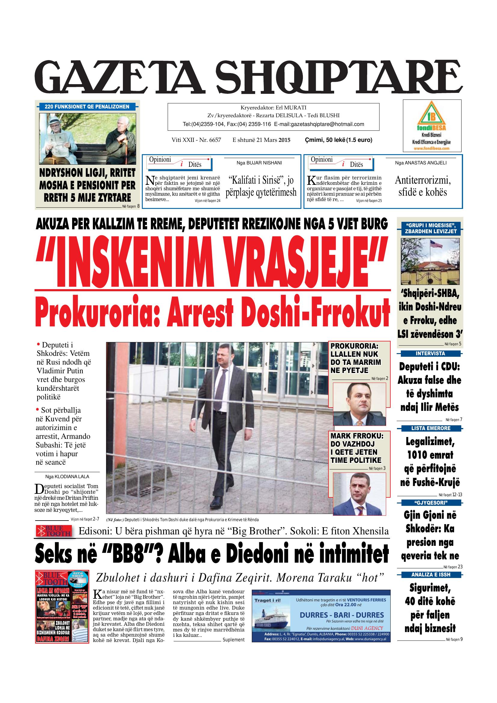 Gazeta Shqiptare 2015-03-21