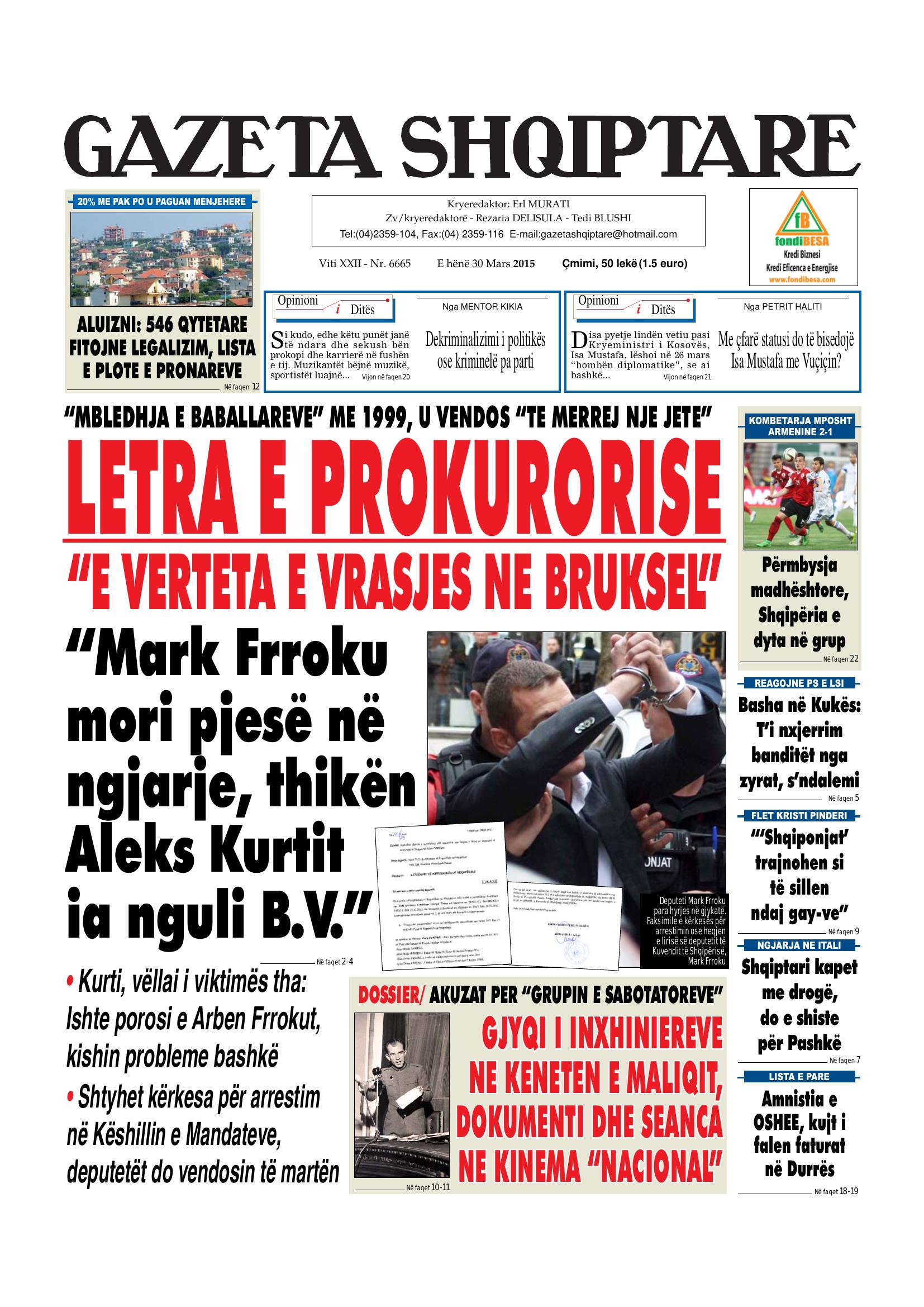 Gazeta Shqiptare 2015-03-30