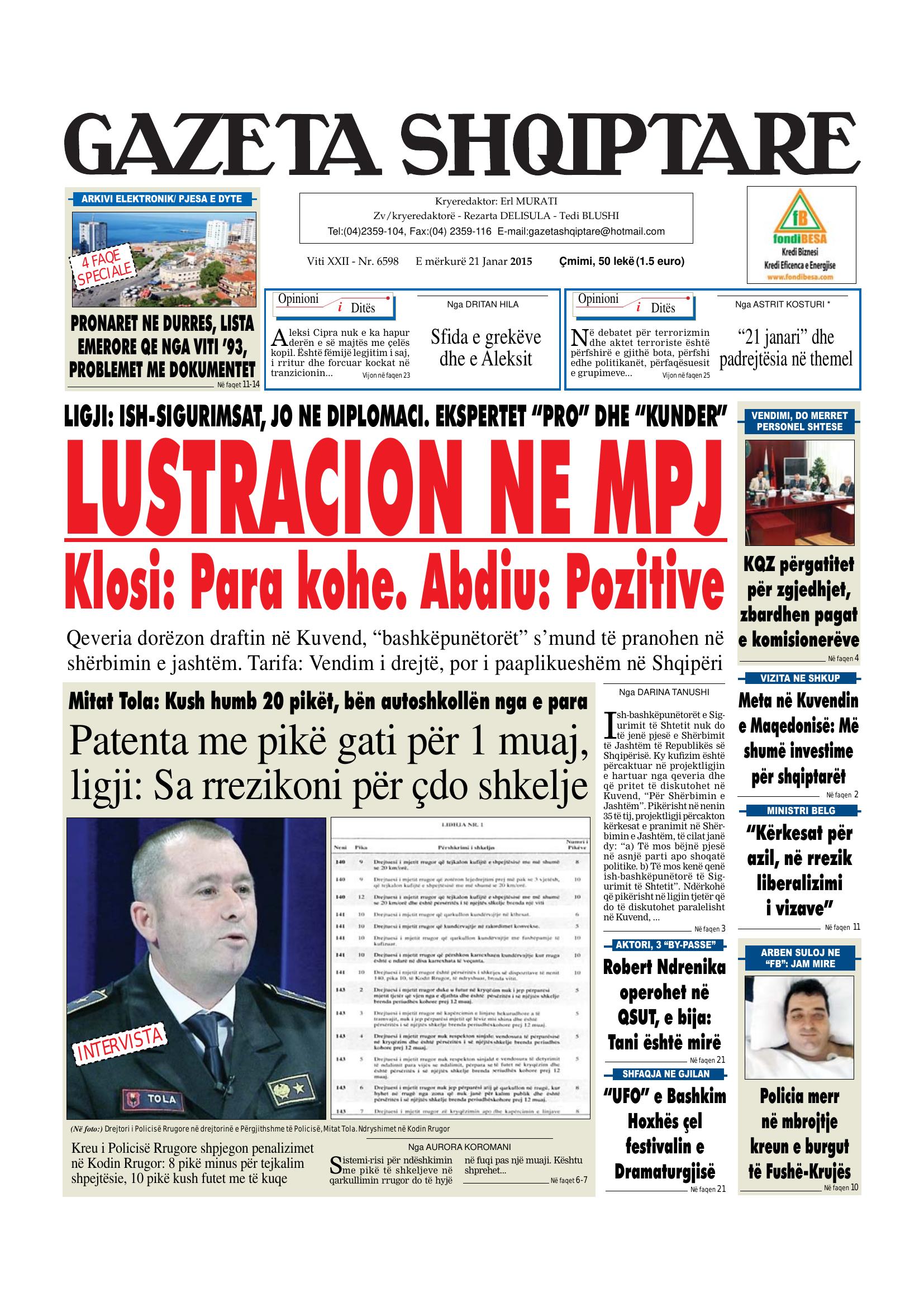 Gazeta Shqiptare 2015-01-21