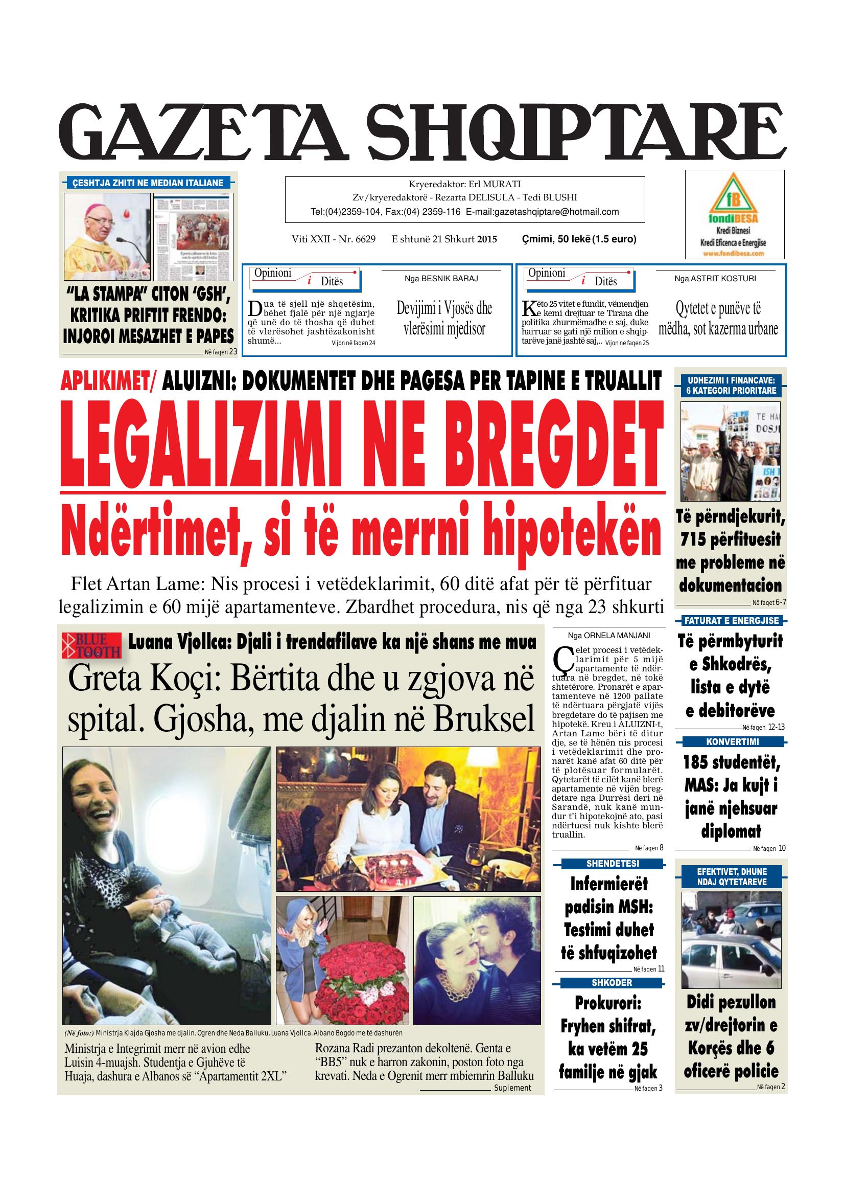 Gazeta Shqiptare 2015-02-21