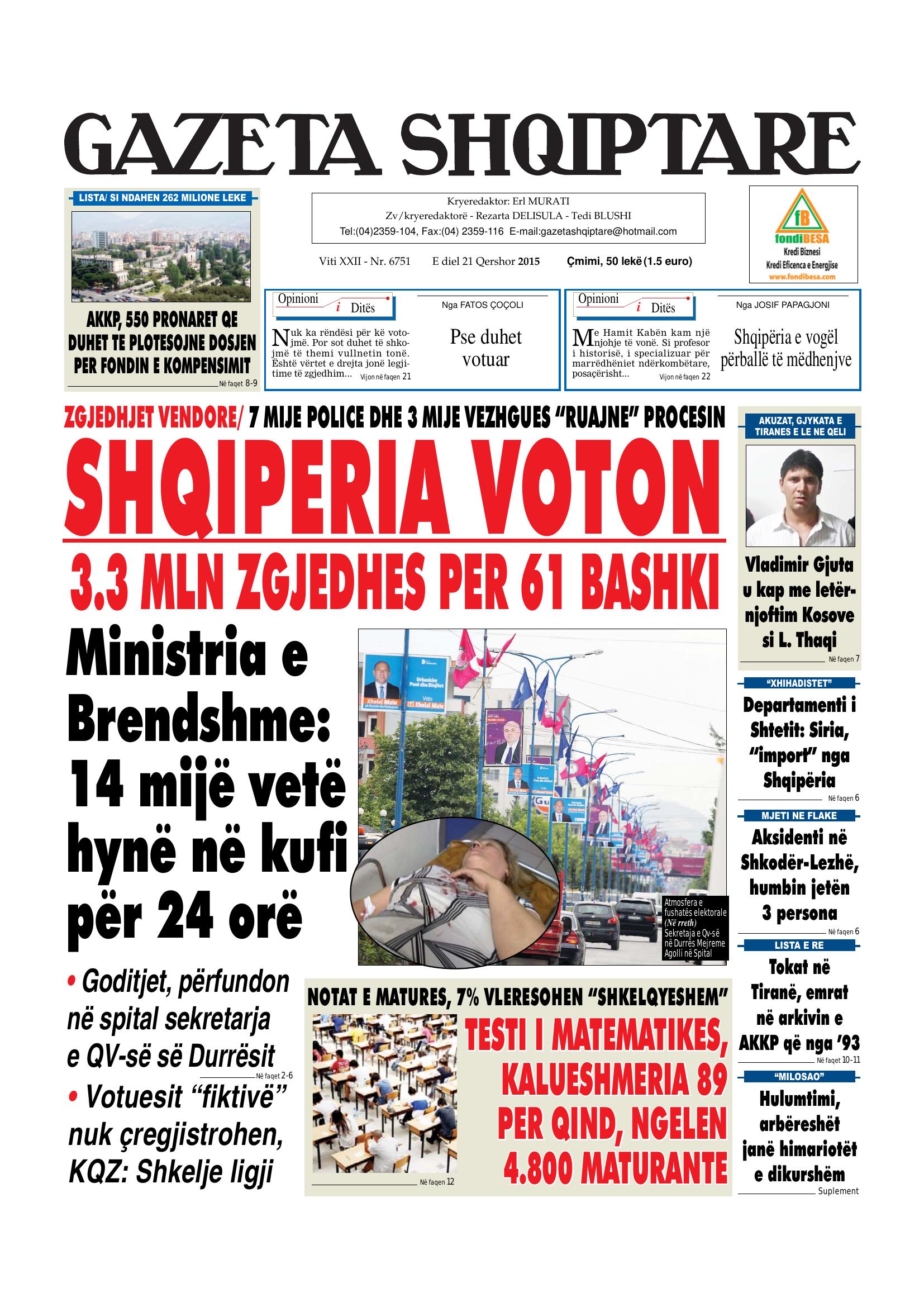 Gazeta Shqiptare 2015-06-21
