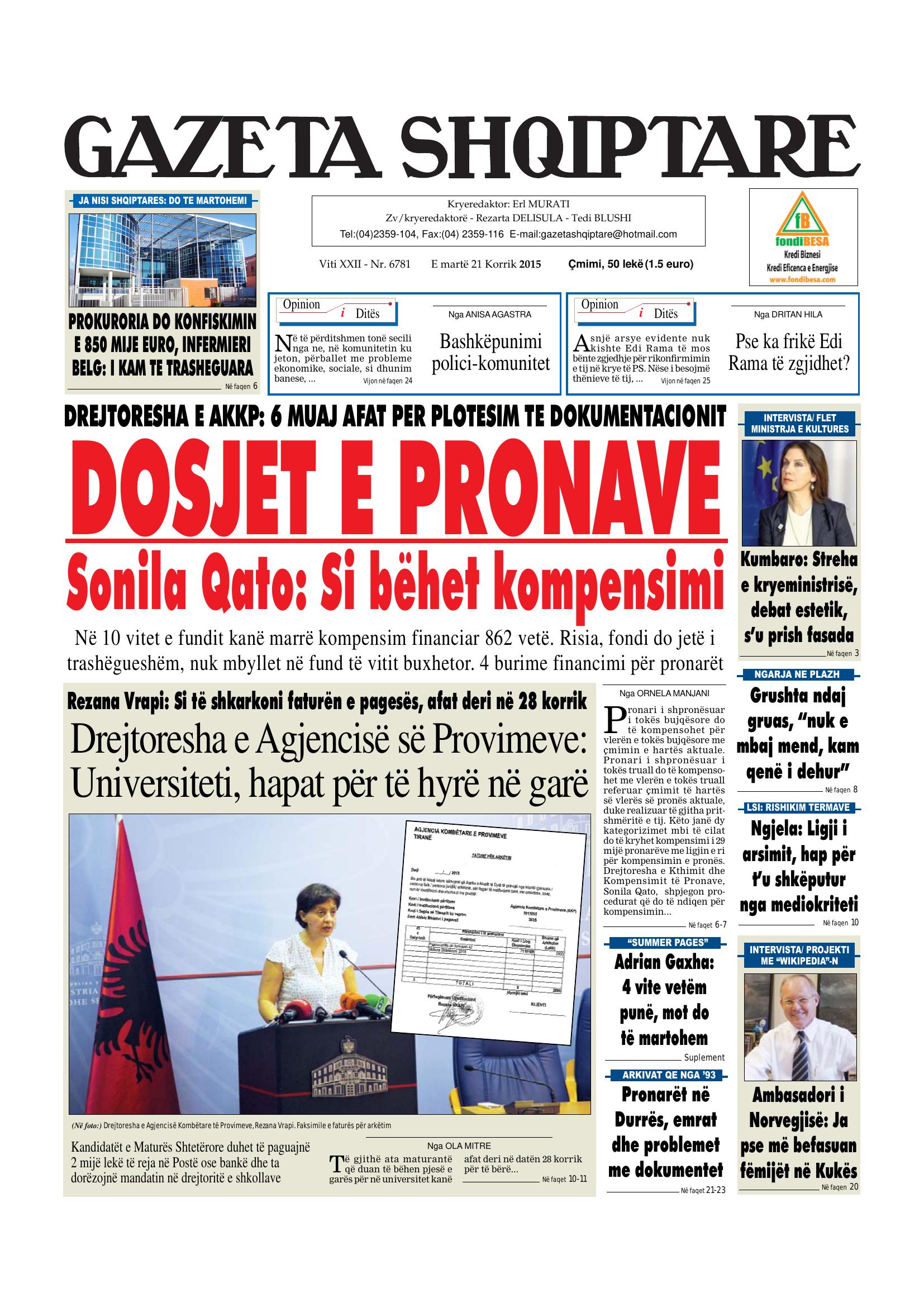 Gazeta Shqiptare 2015-07-21