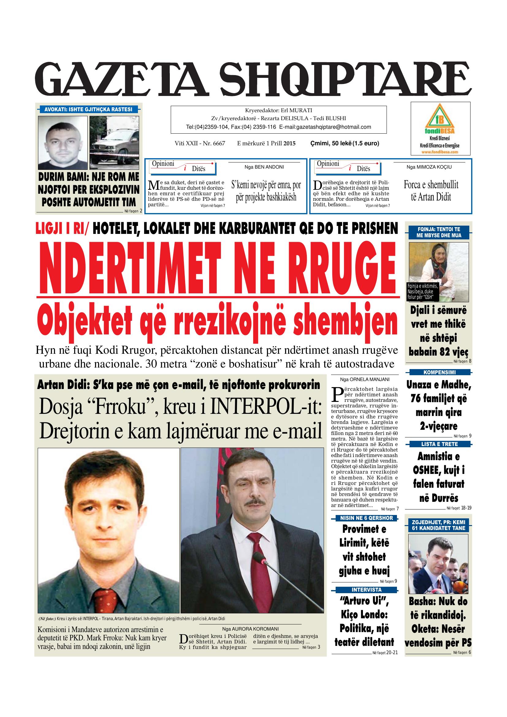 Gazeta Shqiptare 2015-04-01