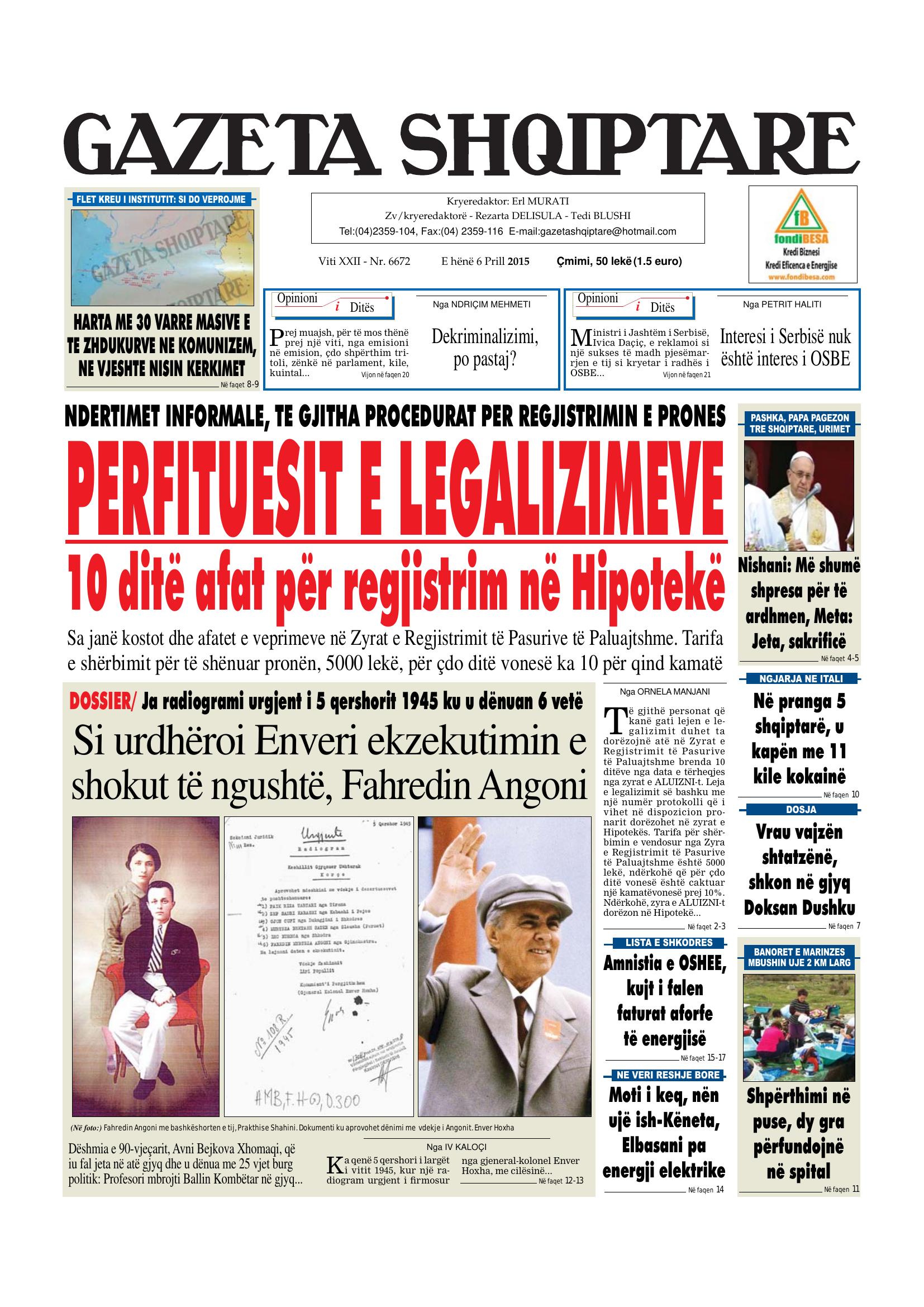 Gazeta Shqiptare 2015-04-06