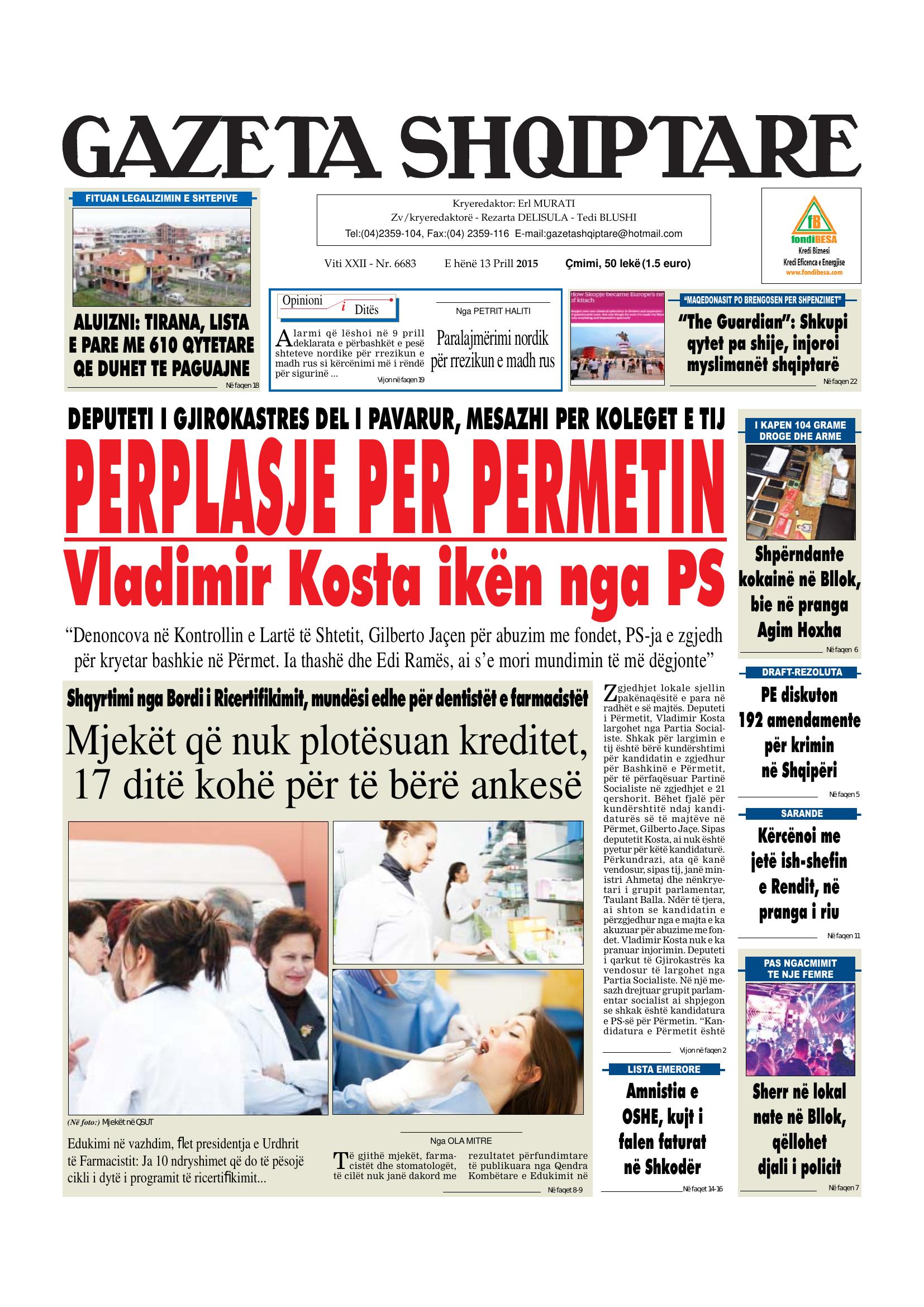 Gazeta Shqiptare 2015-04-13