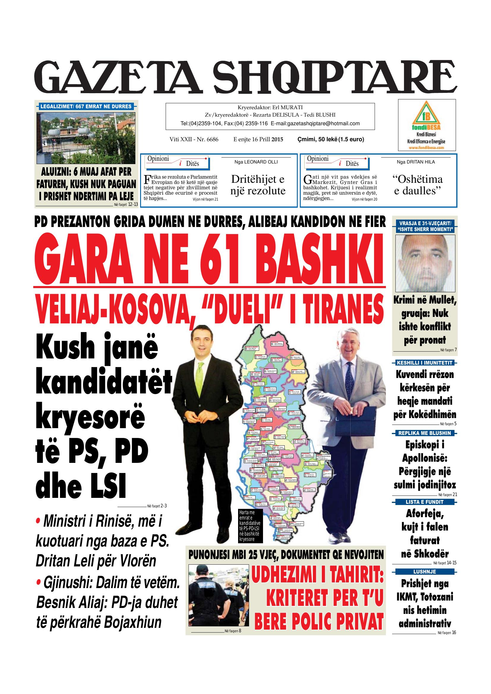 Gazeta Shqiptare 2015-04-16