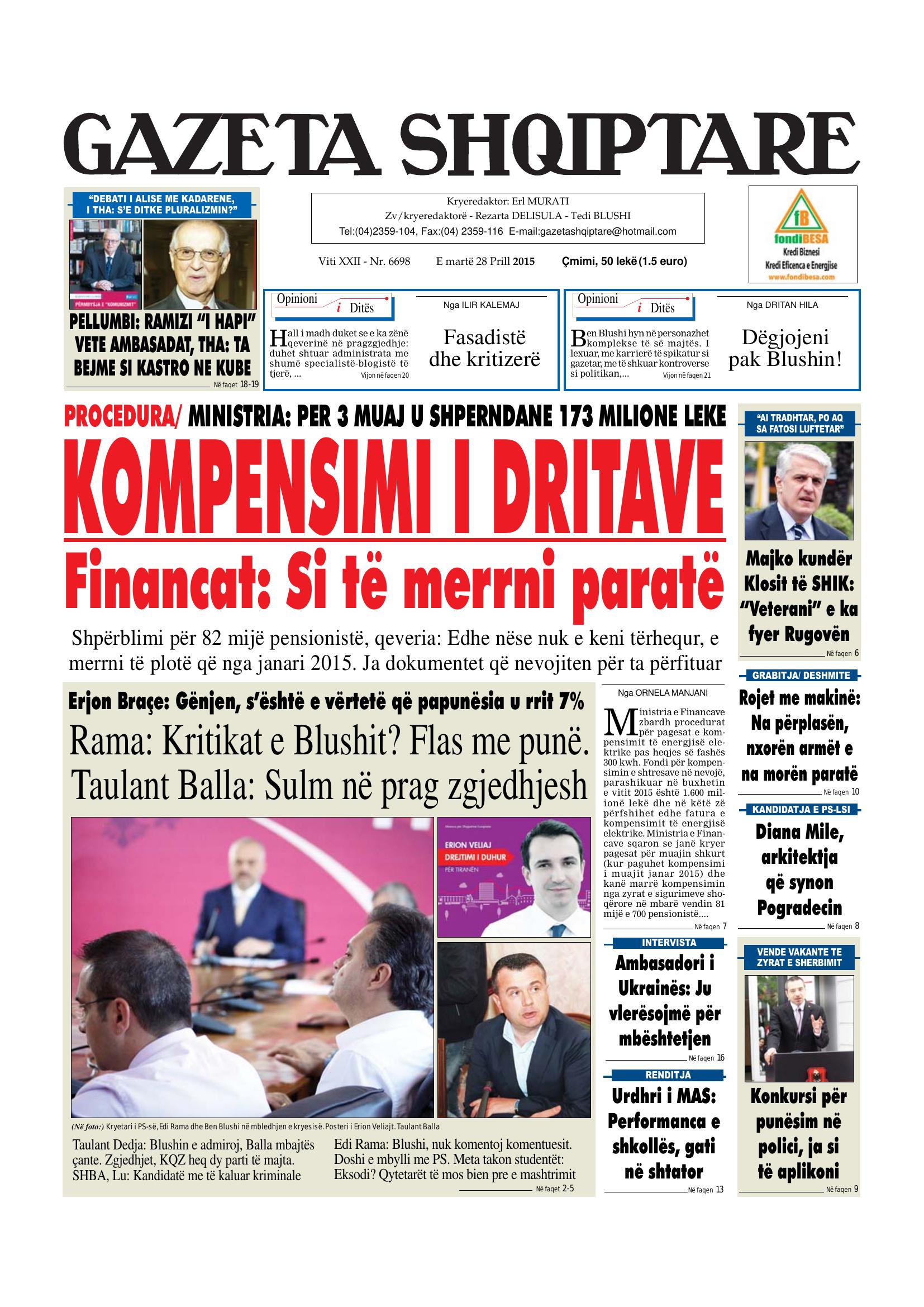 Gazeta Shqiptare 2015-04-28