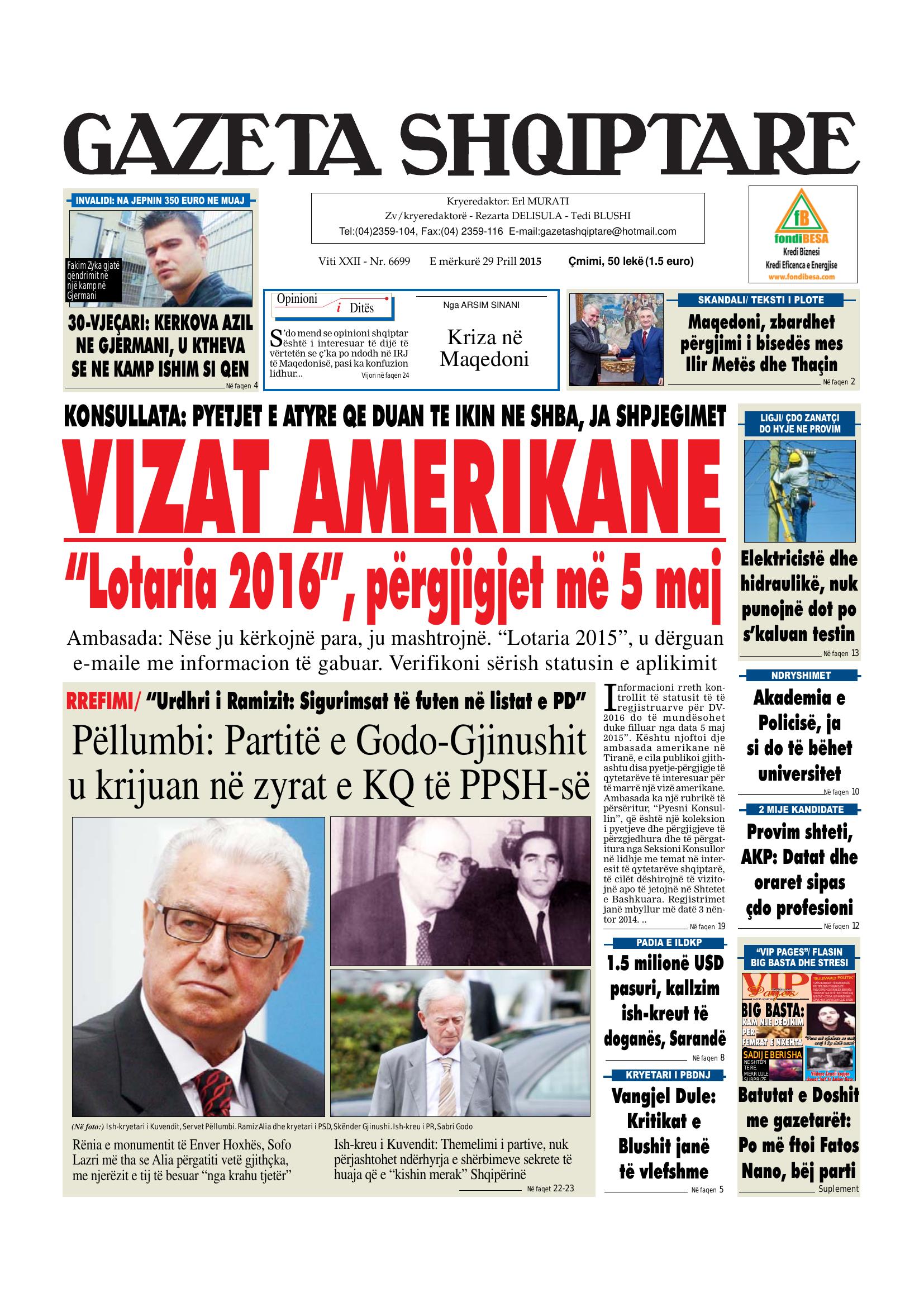 Gazeta Shqiptare 2015-04-29