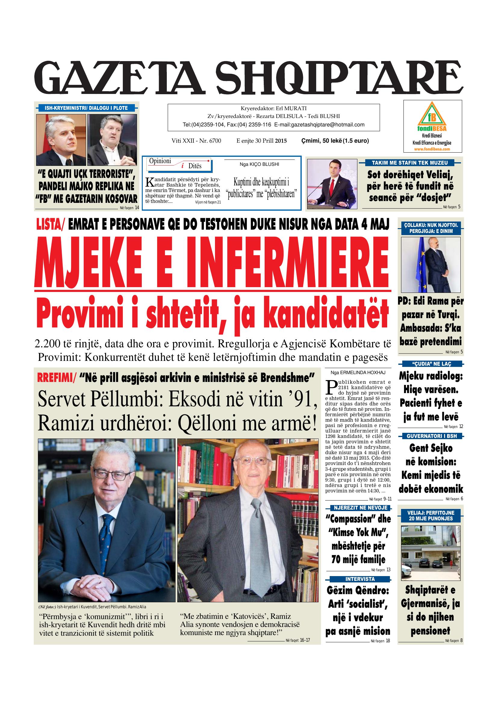 Gazeta Shqiptare 2015-04-30