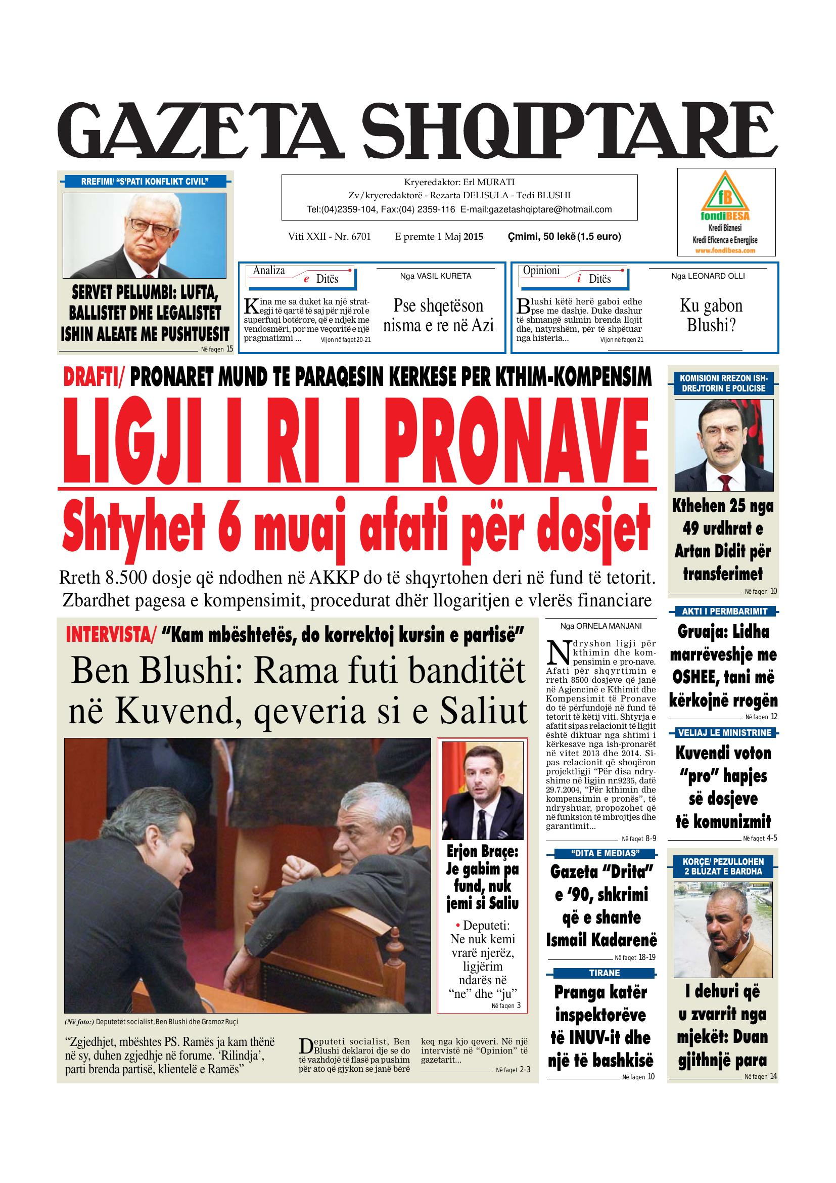 Gazeta Shqiptare 2015-05-01