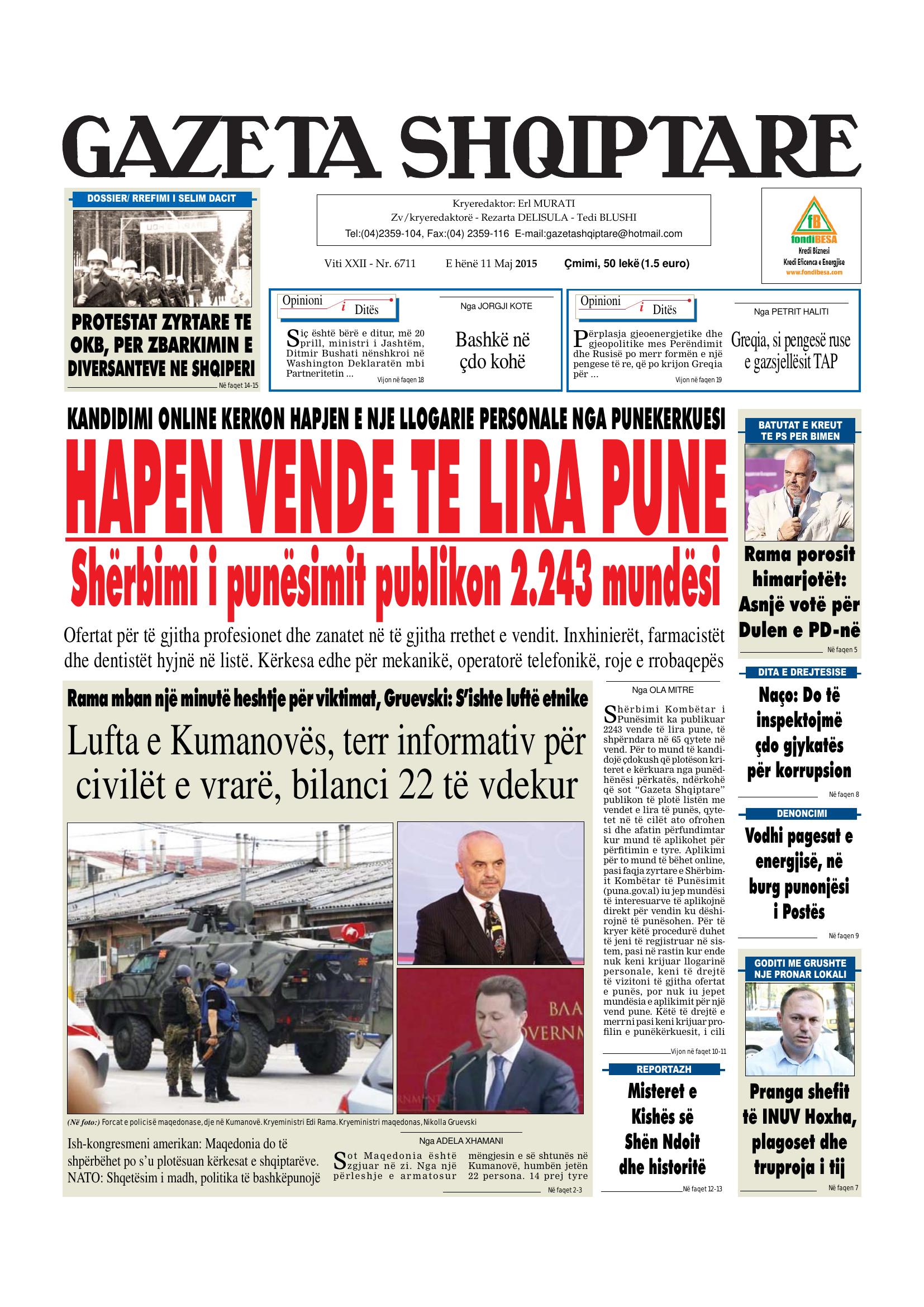 Gazeta Shqiptare 2015-05-11