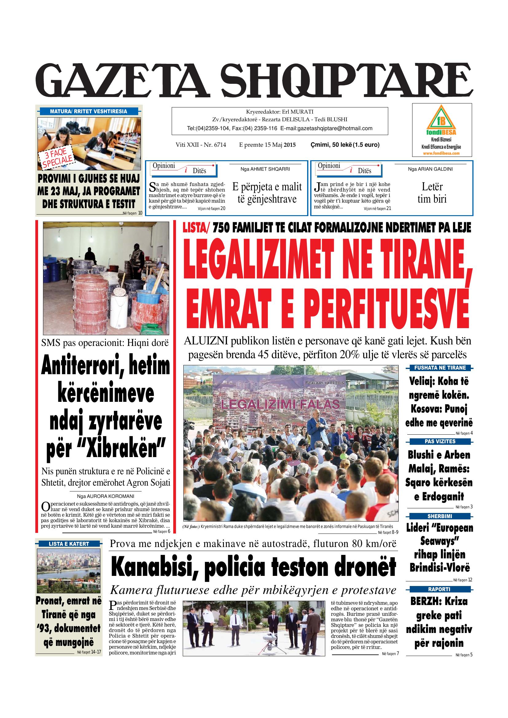 Gazeta Shqiptare 2015-05-15