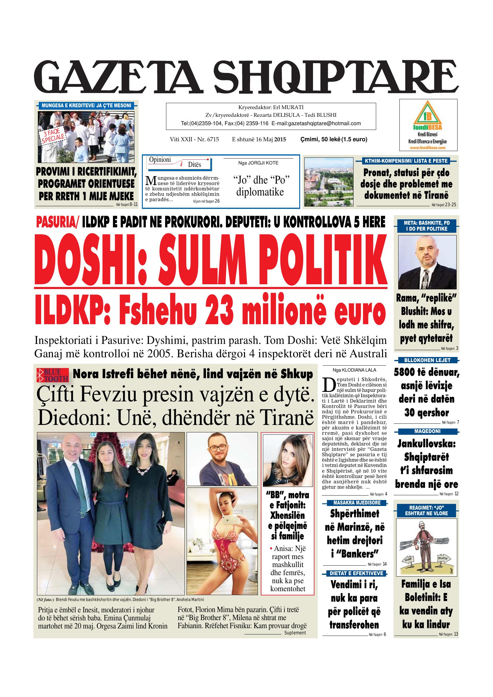Gazeta Shqiptare 2015-05-16
