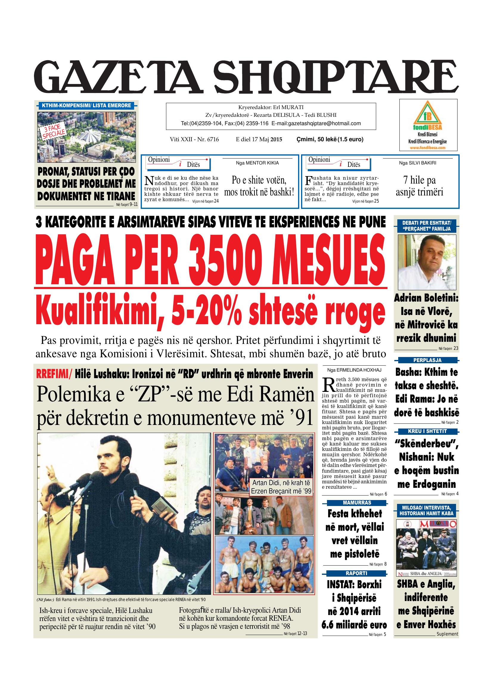Gazeta Shqiptare 2015-05-17
