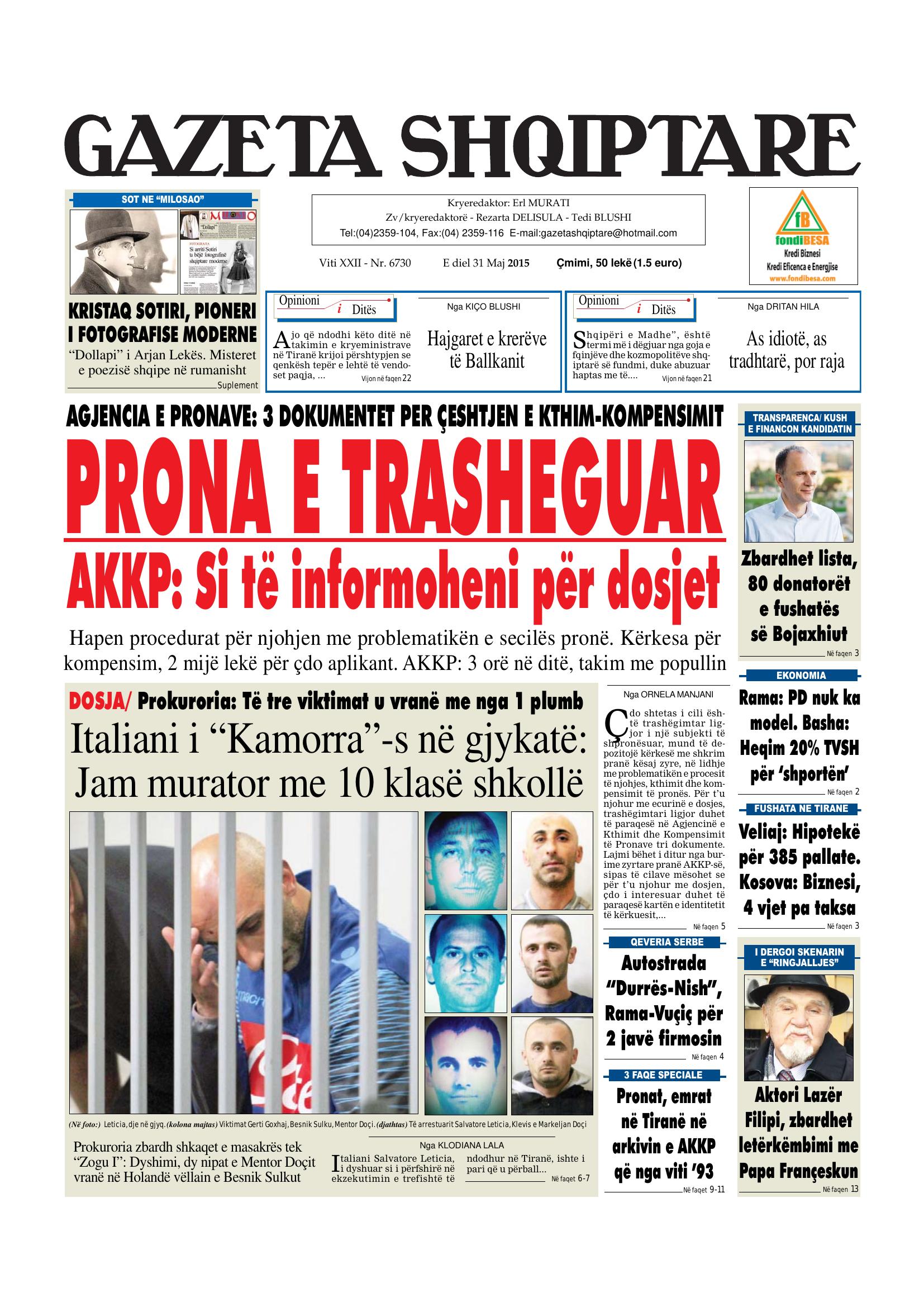 Gazeta Shqiptare 2015-05-31