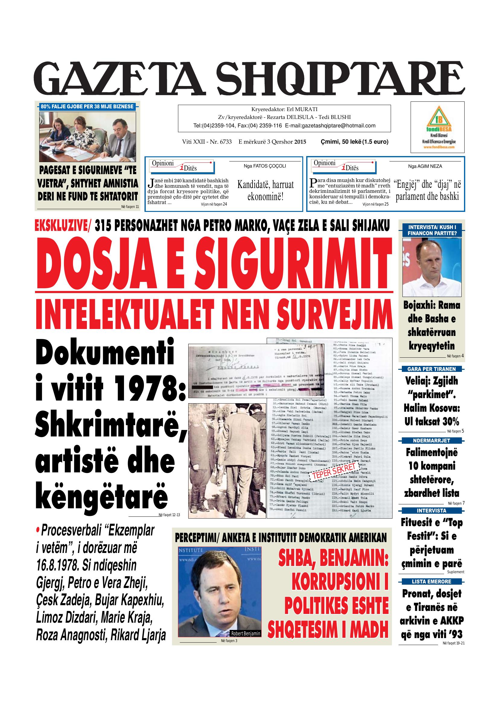 Gazeta Shqiptare 2015-06-03