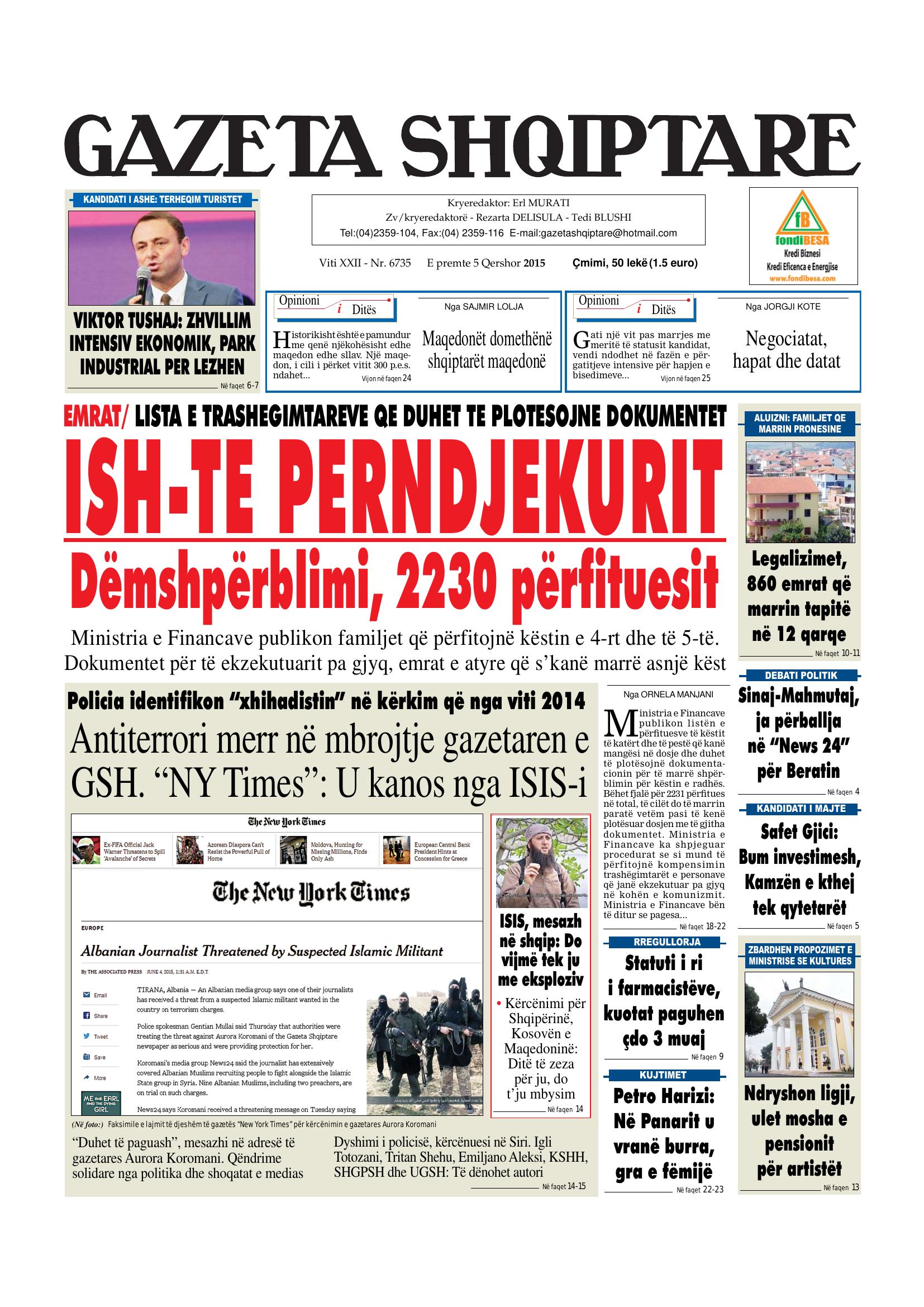 Gazeta Shqiptare 2015-06-05