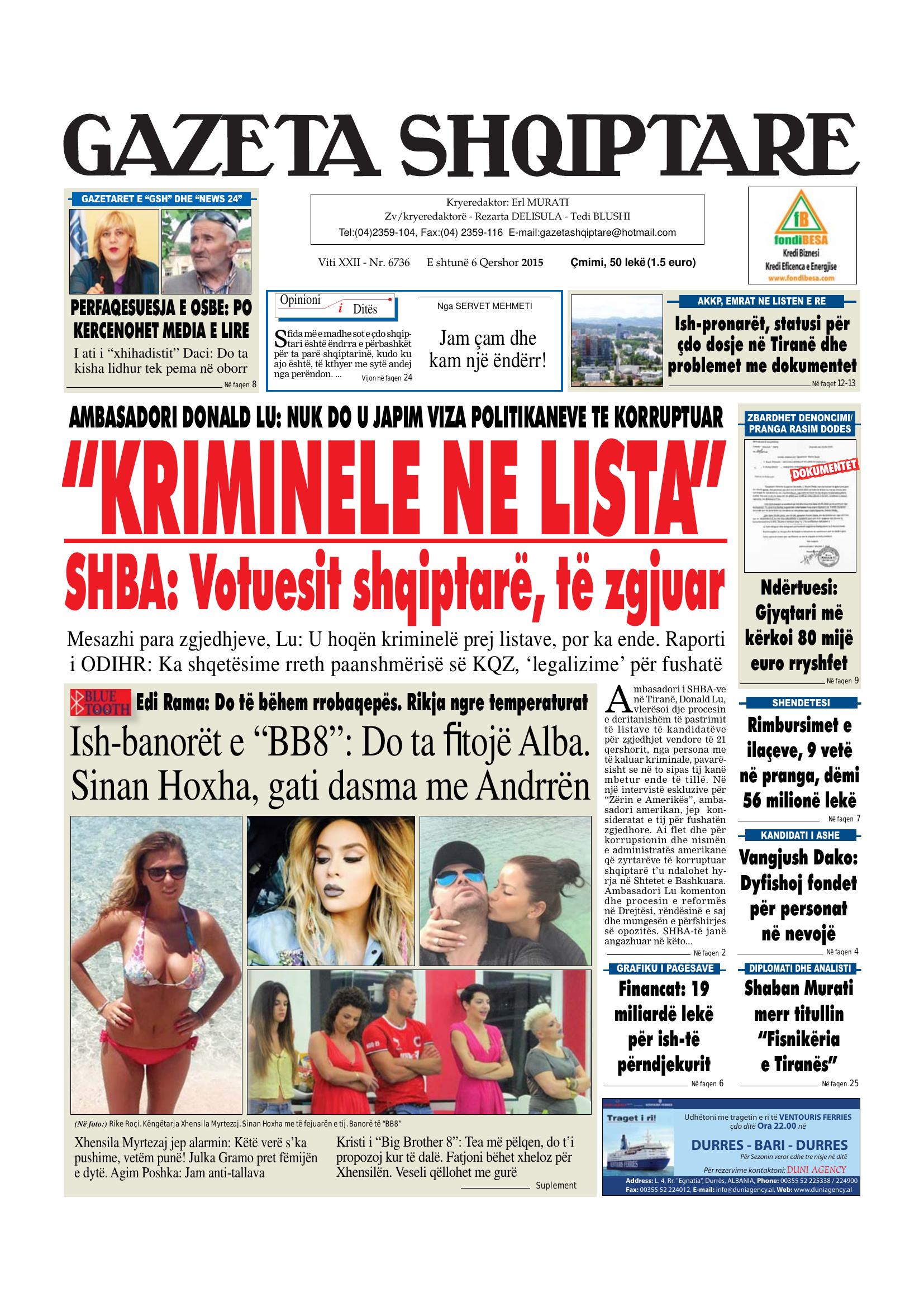Gazeta Shqiptare 2015-06-06