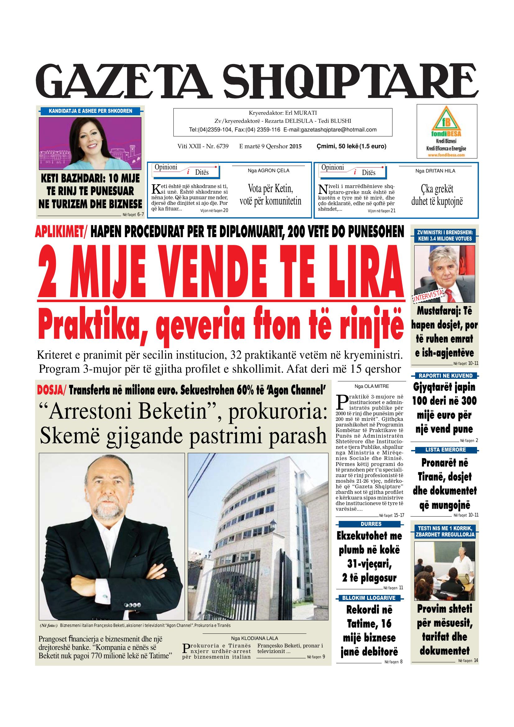 Gazeta Shqiptare 2015-06-09