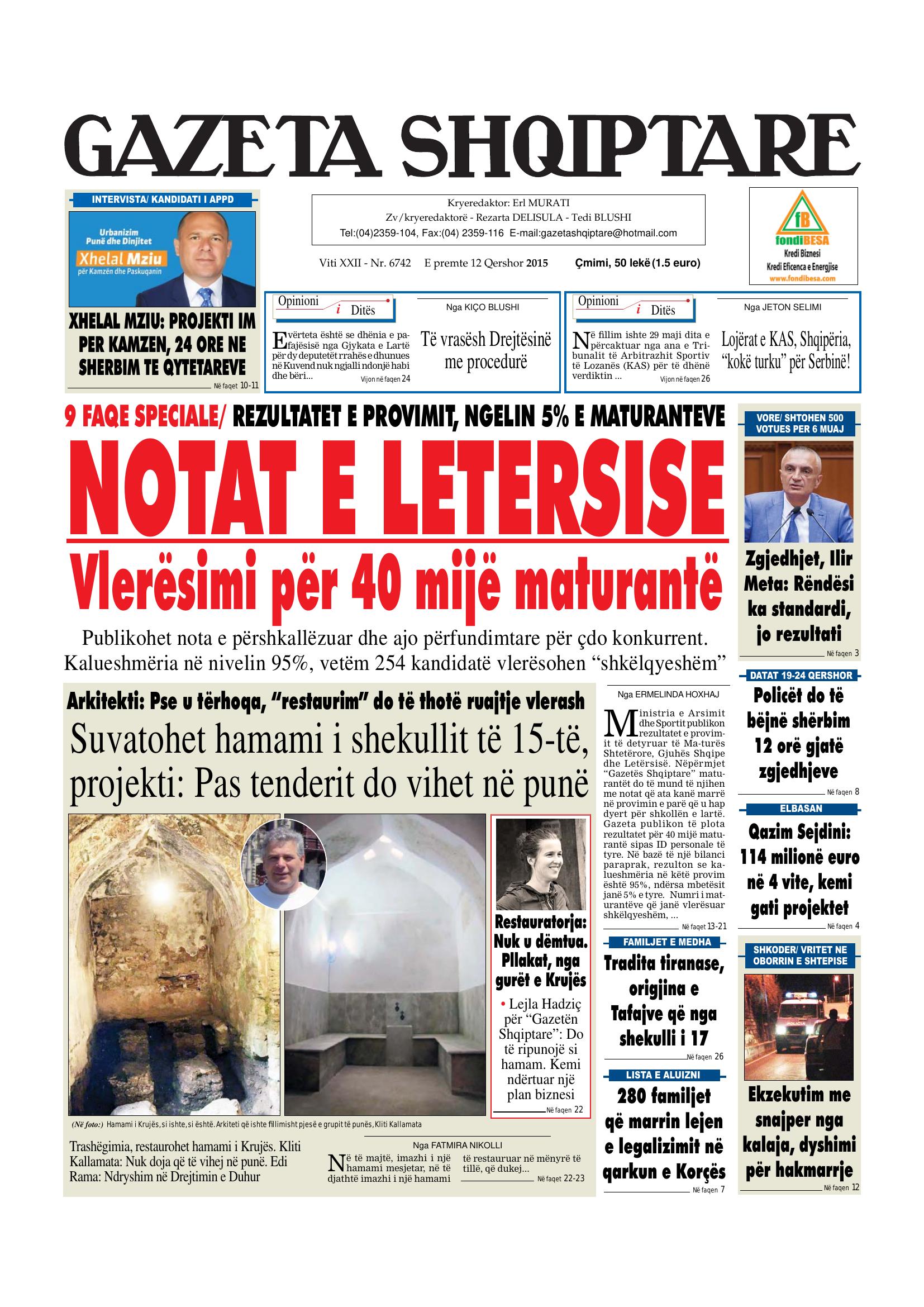 Gazeta Shqiptare 2015-06-12