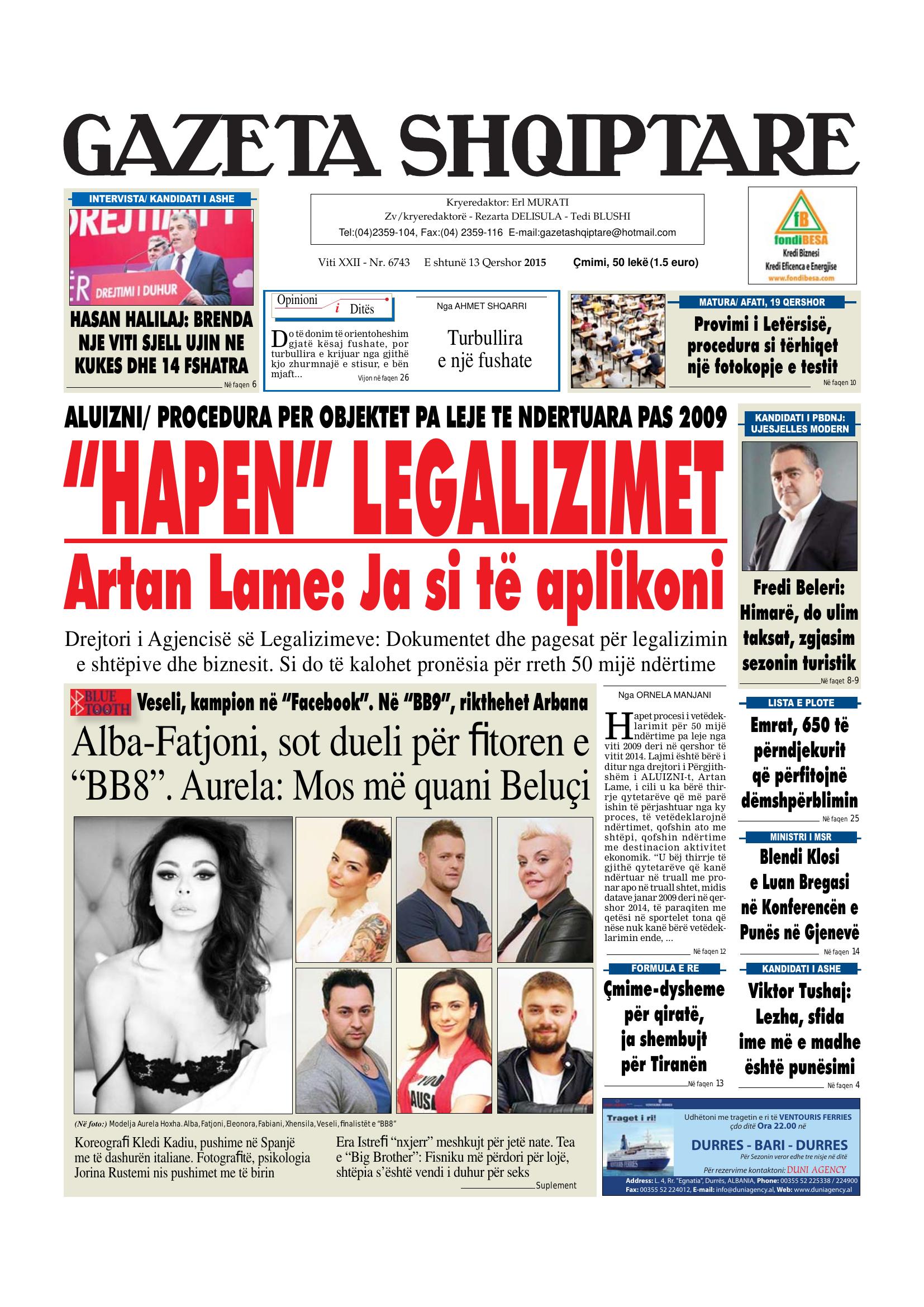 Gazeta Shqiptare 2015-06-13
