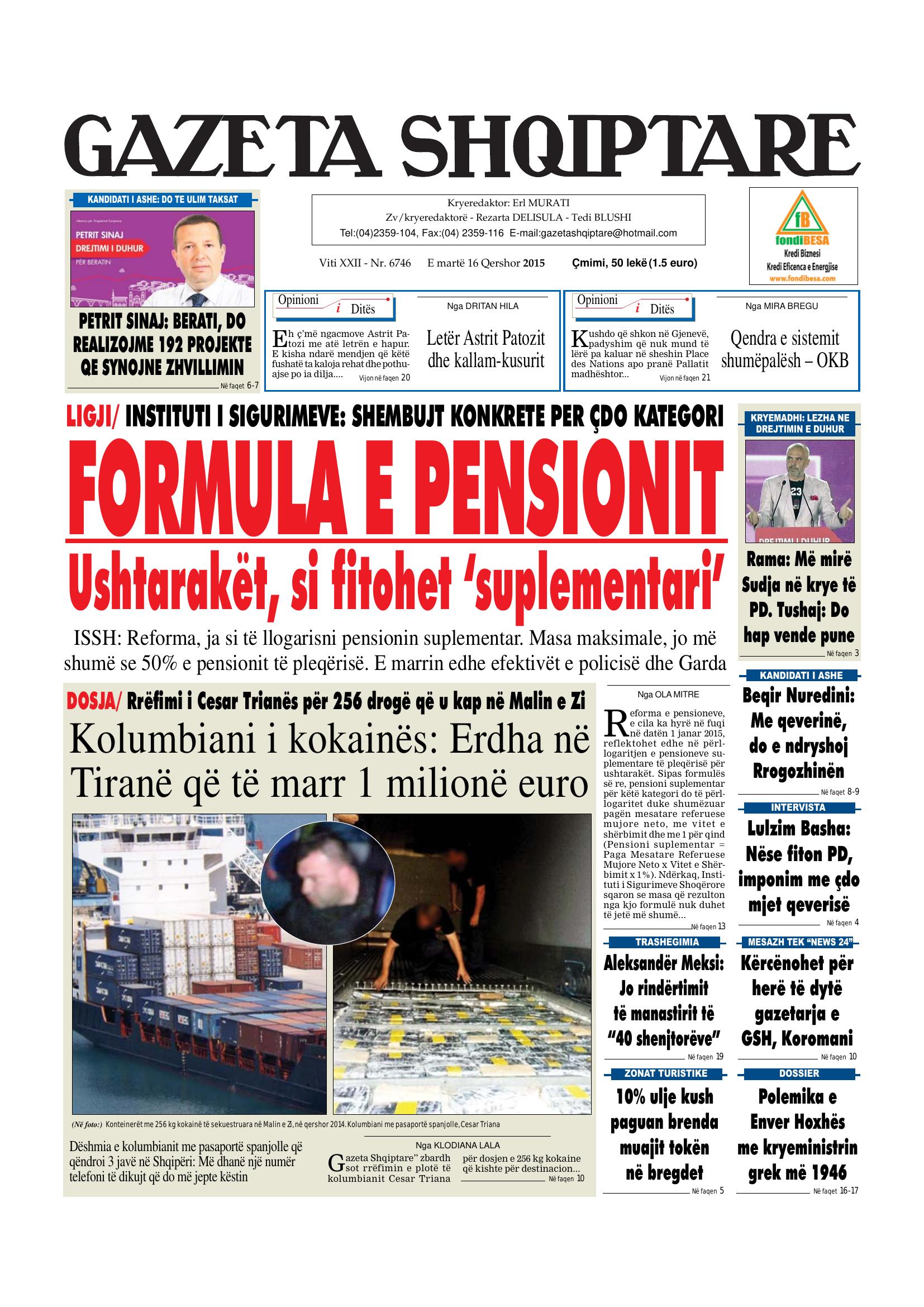 Gazeta Shqiptare 2015-06-16