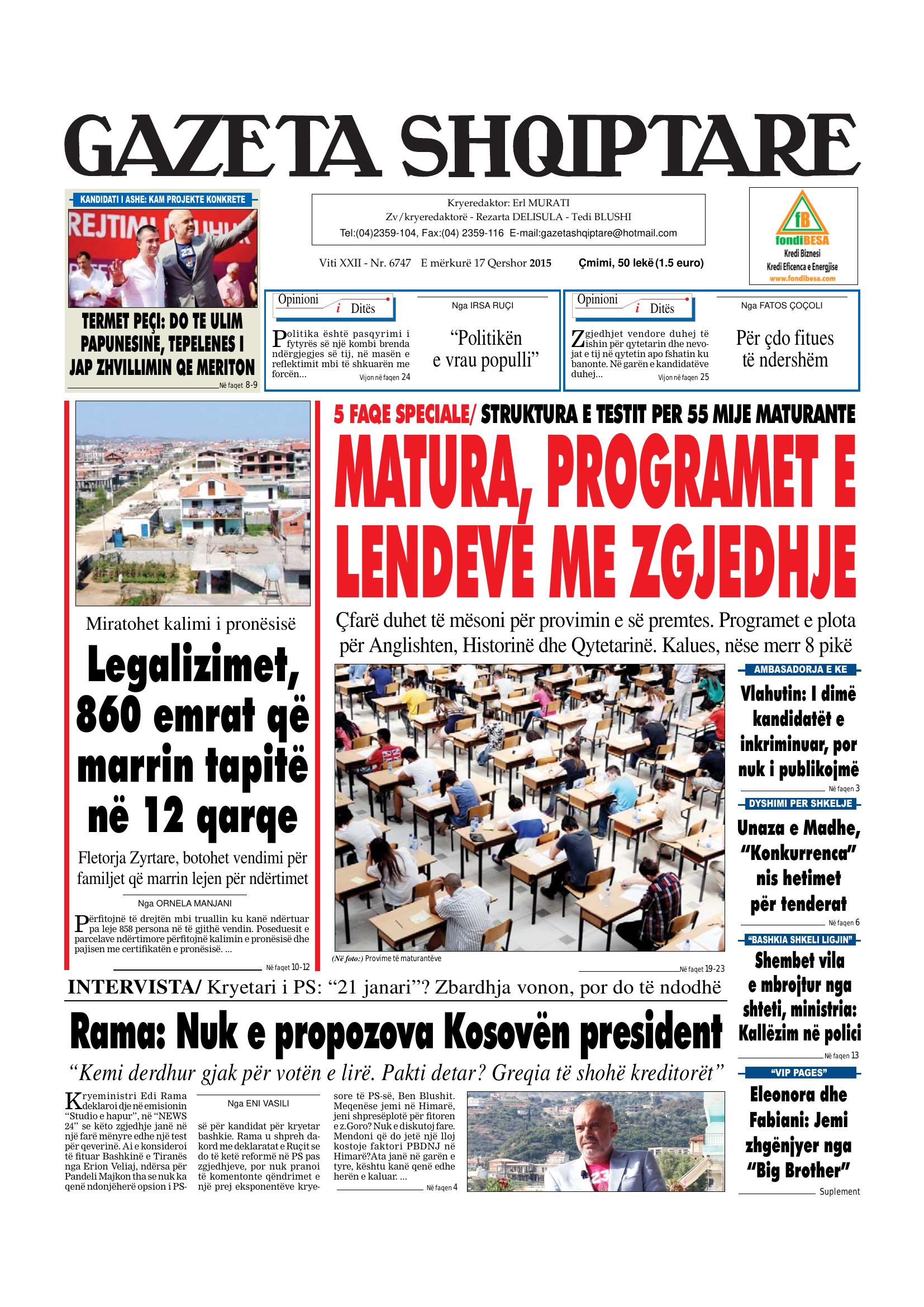 Gazeta Shqiptare 2015-06-17