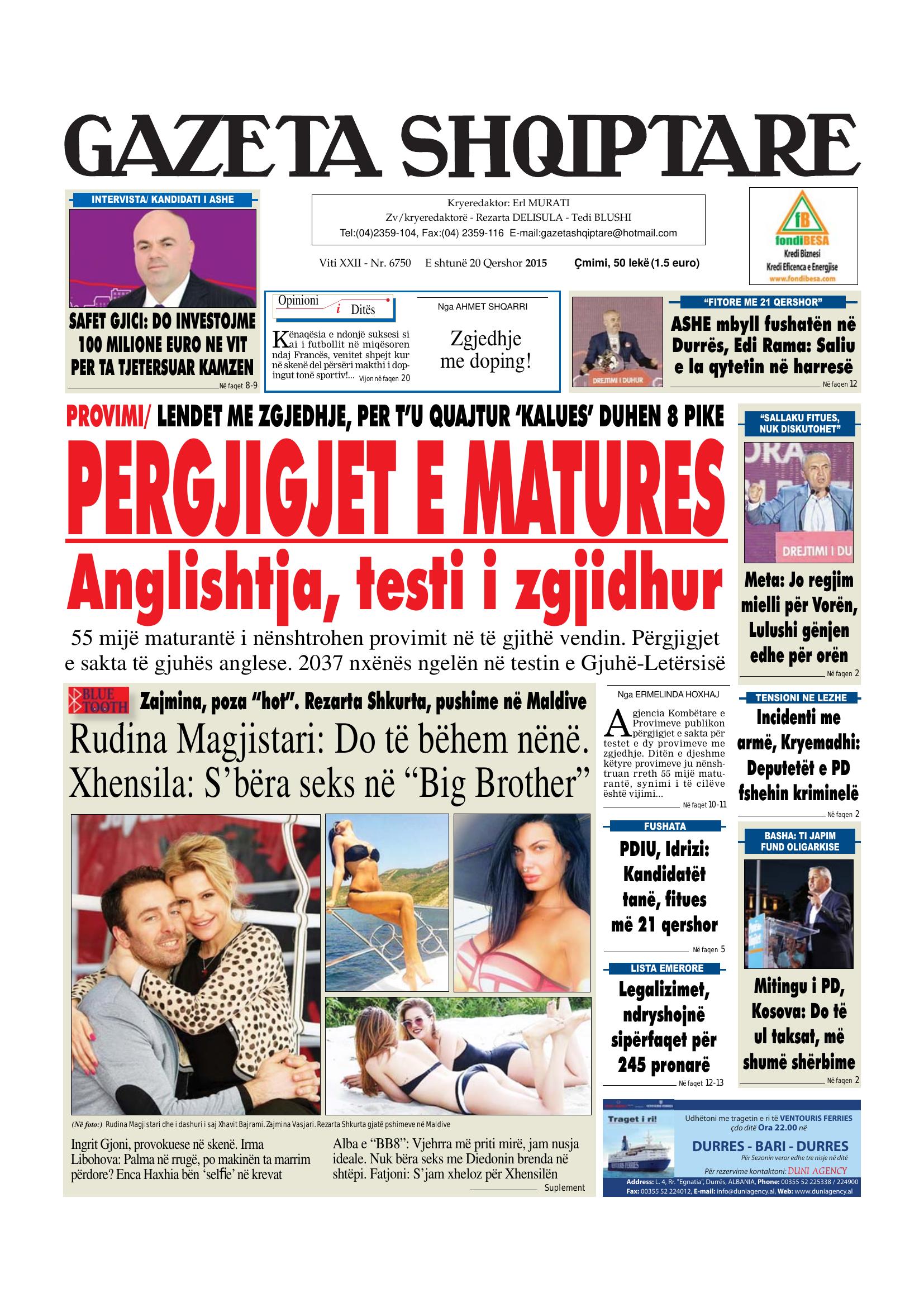 Gazeta Shqiptare 2015-06-20
